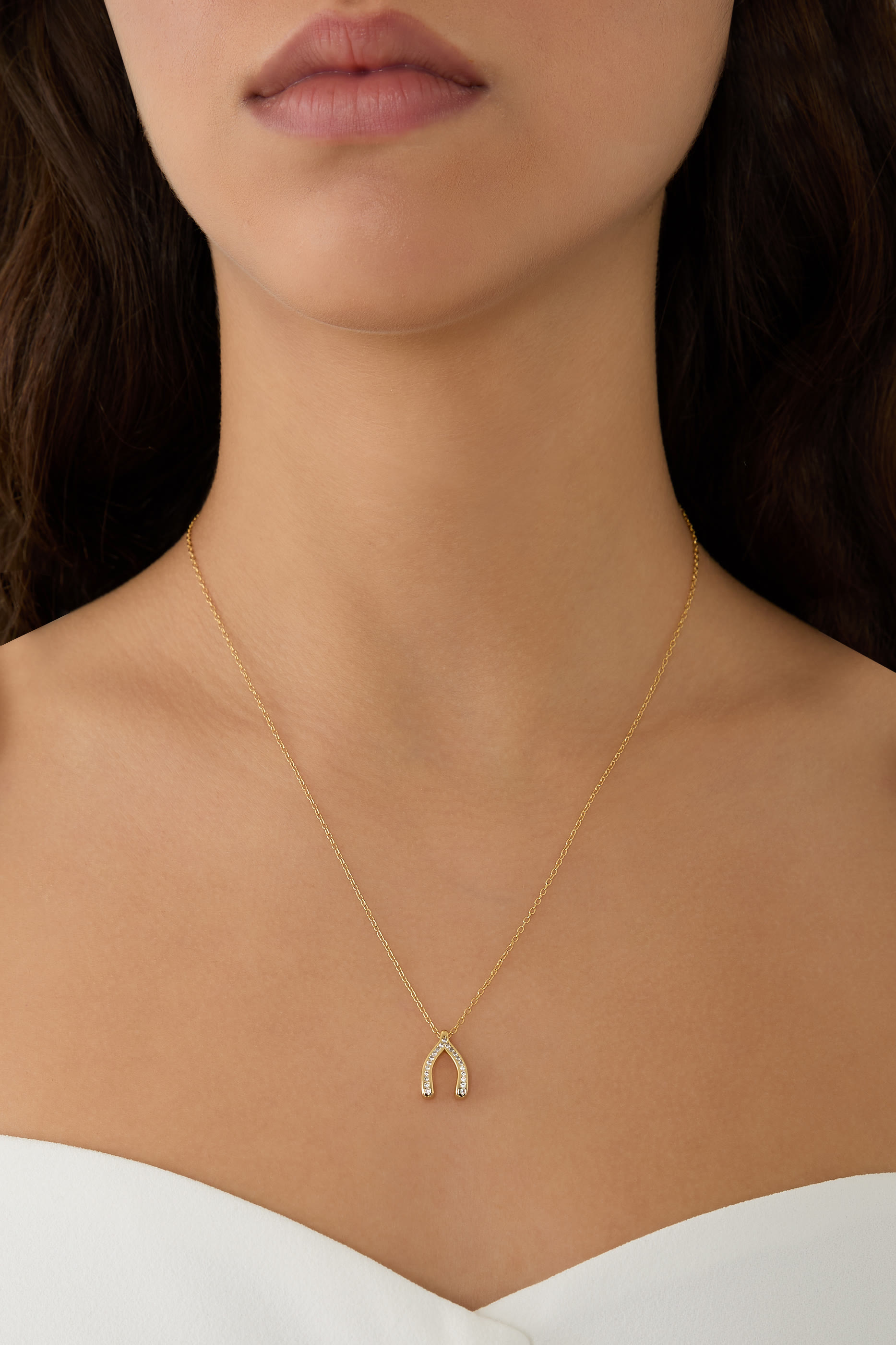 قلادة ويشبون مرصعة بكريستال وأحجار زركونيا مكعبة، نحاس