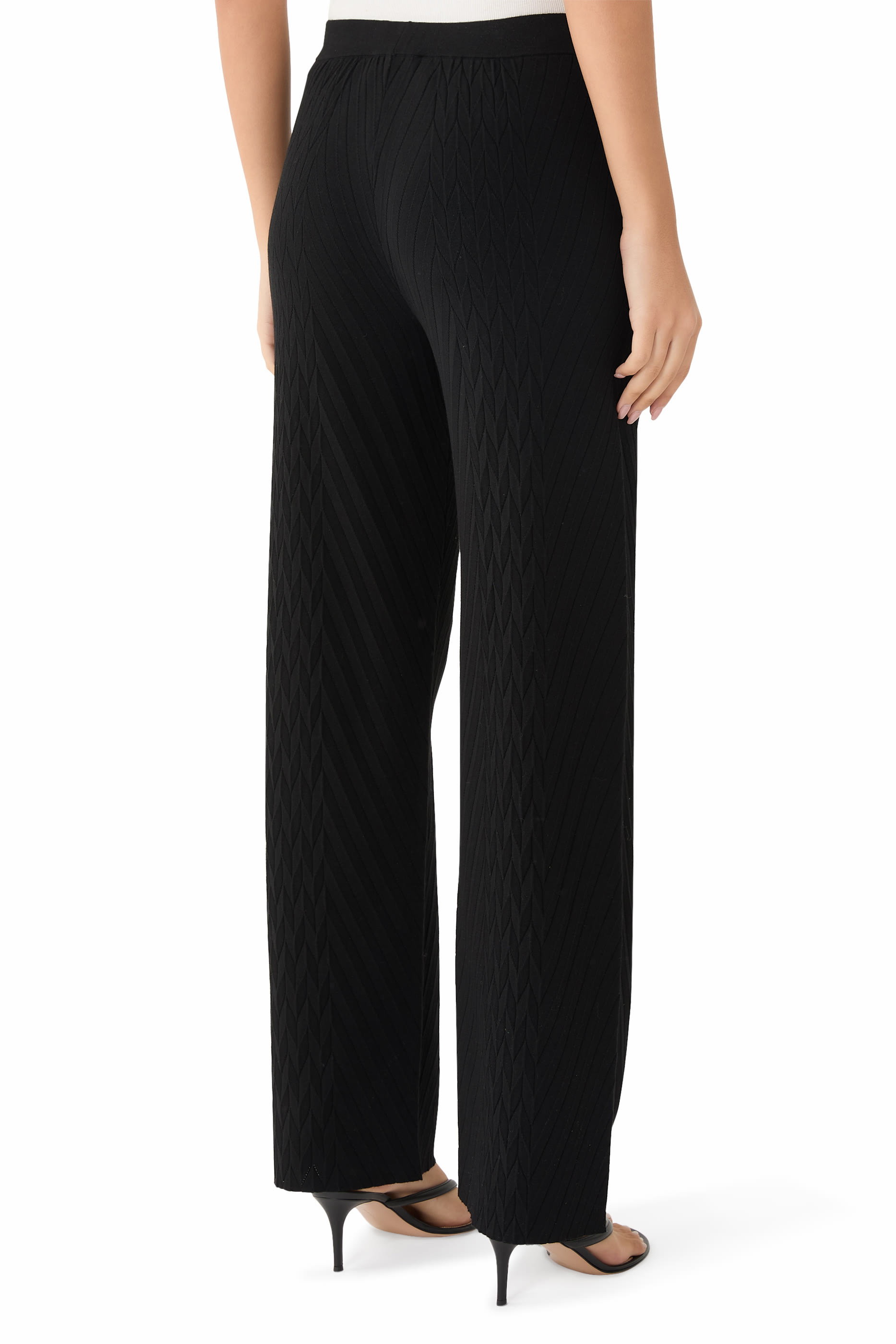 Viscose-Blend Trousers With Embossed Motif 