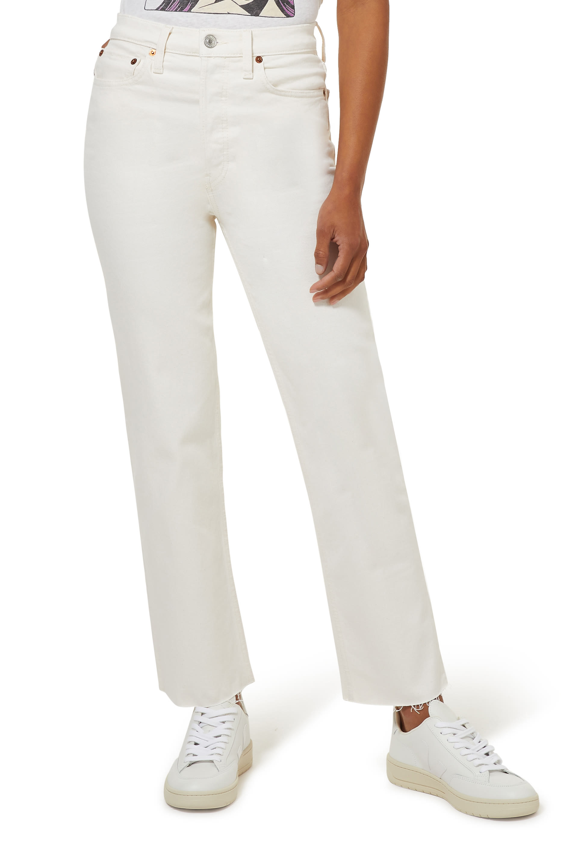 بنطال جينز سيفنتيز ستوف بايب بخصر مرتفع