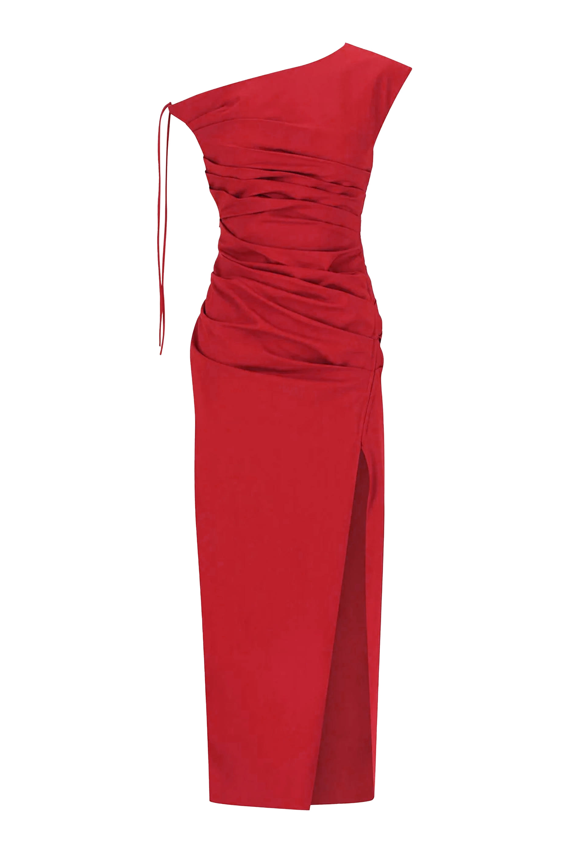 فستان لاني متوسط الطول بتصميم مزموم