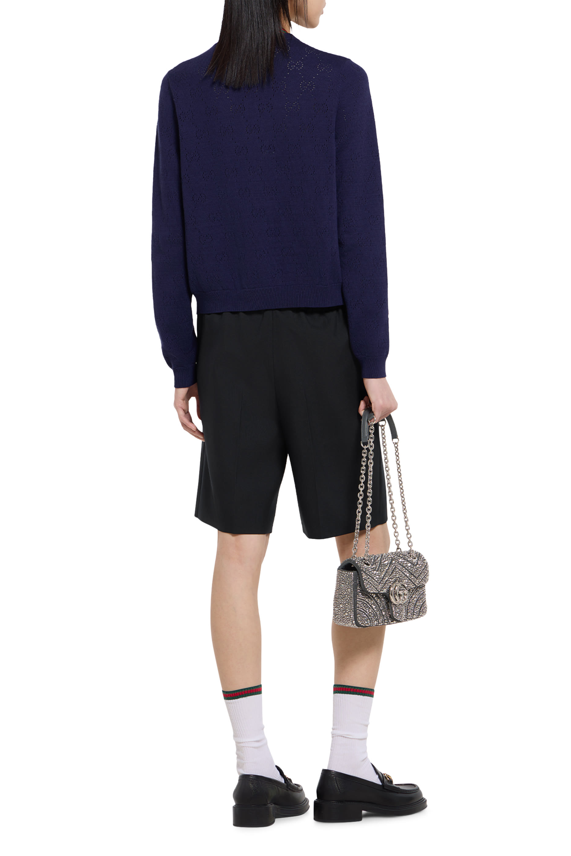 كارديغان بوانتيل بنقشة شعار الماركة قطن وحرير