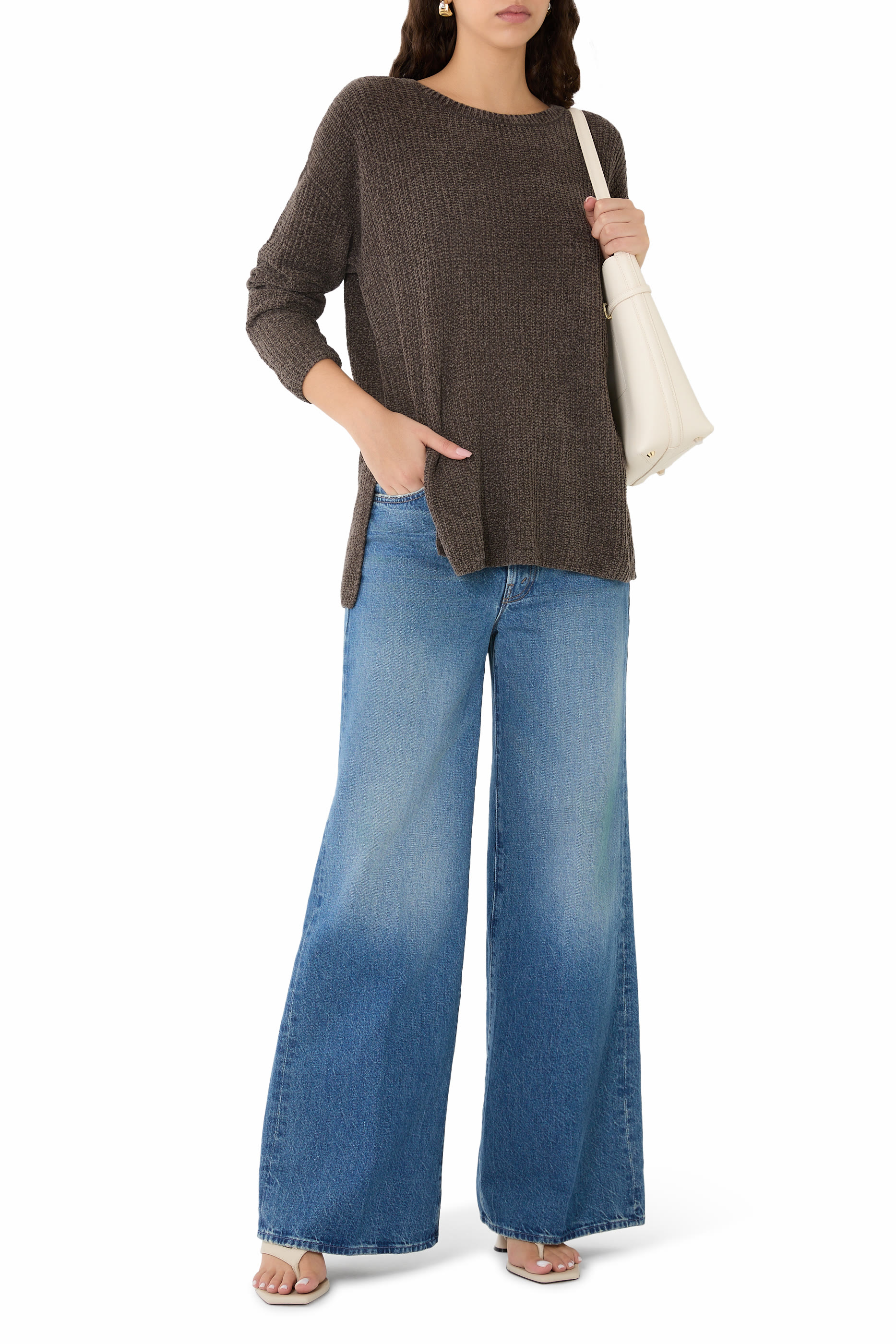 Chenille Blend Jewel Neck Top