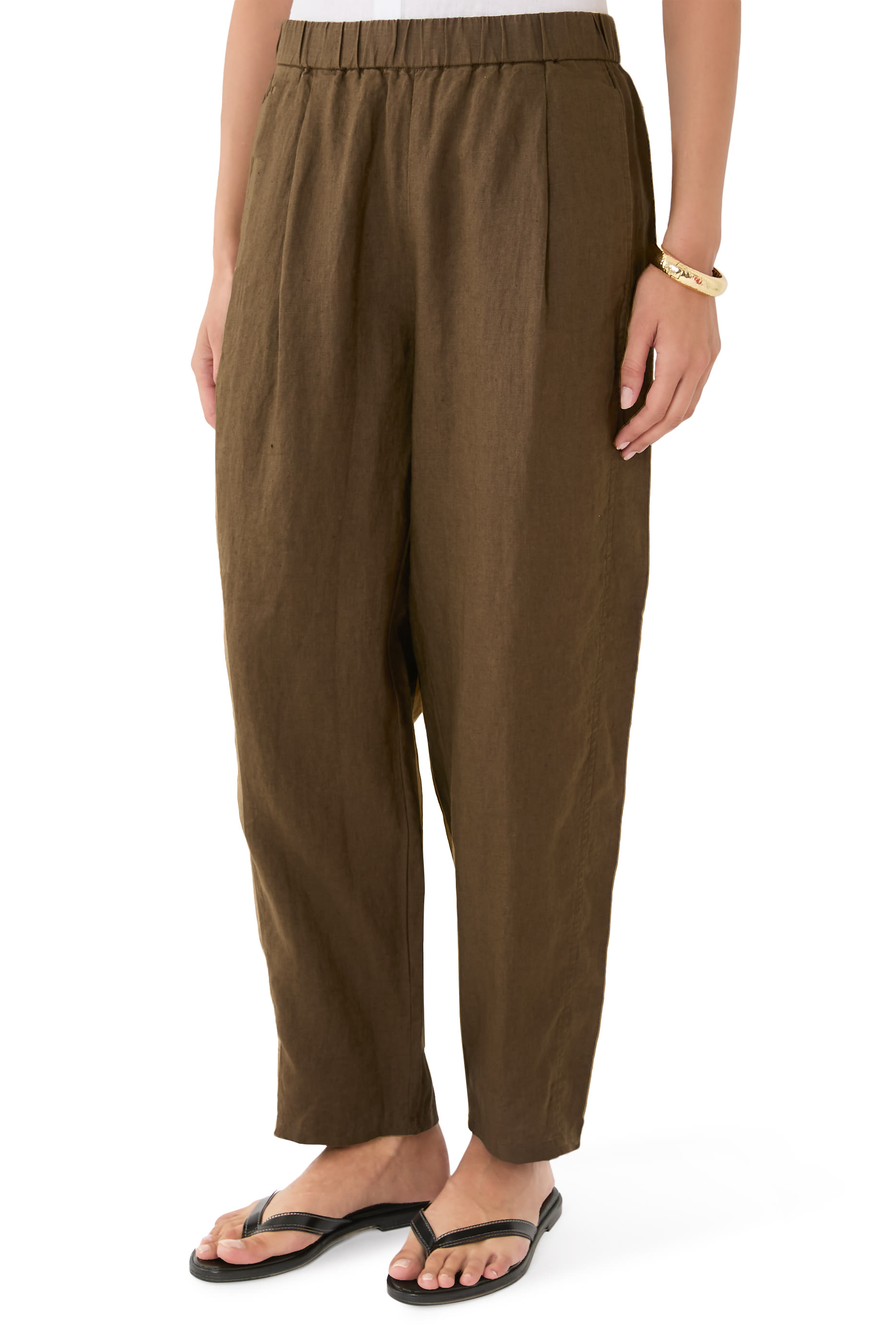 بنطال بقصة واسعة كتان عضوي