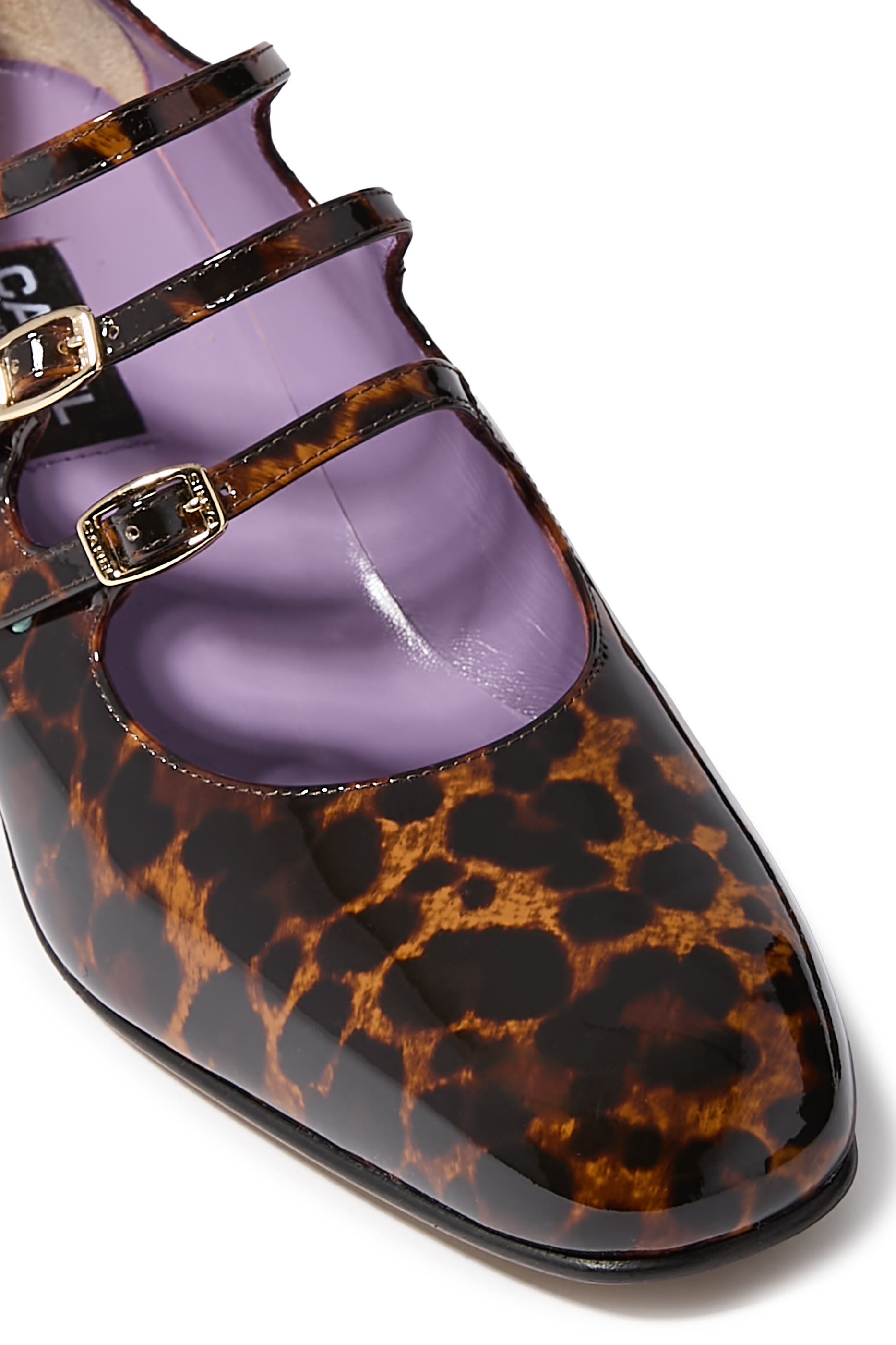 حذاء كلاسيكي ماري جاين كينا 40 جلد لامع بنقشة جلد الفهد