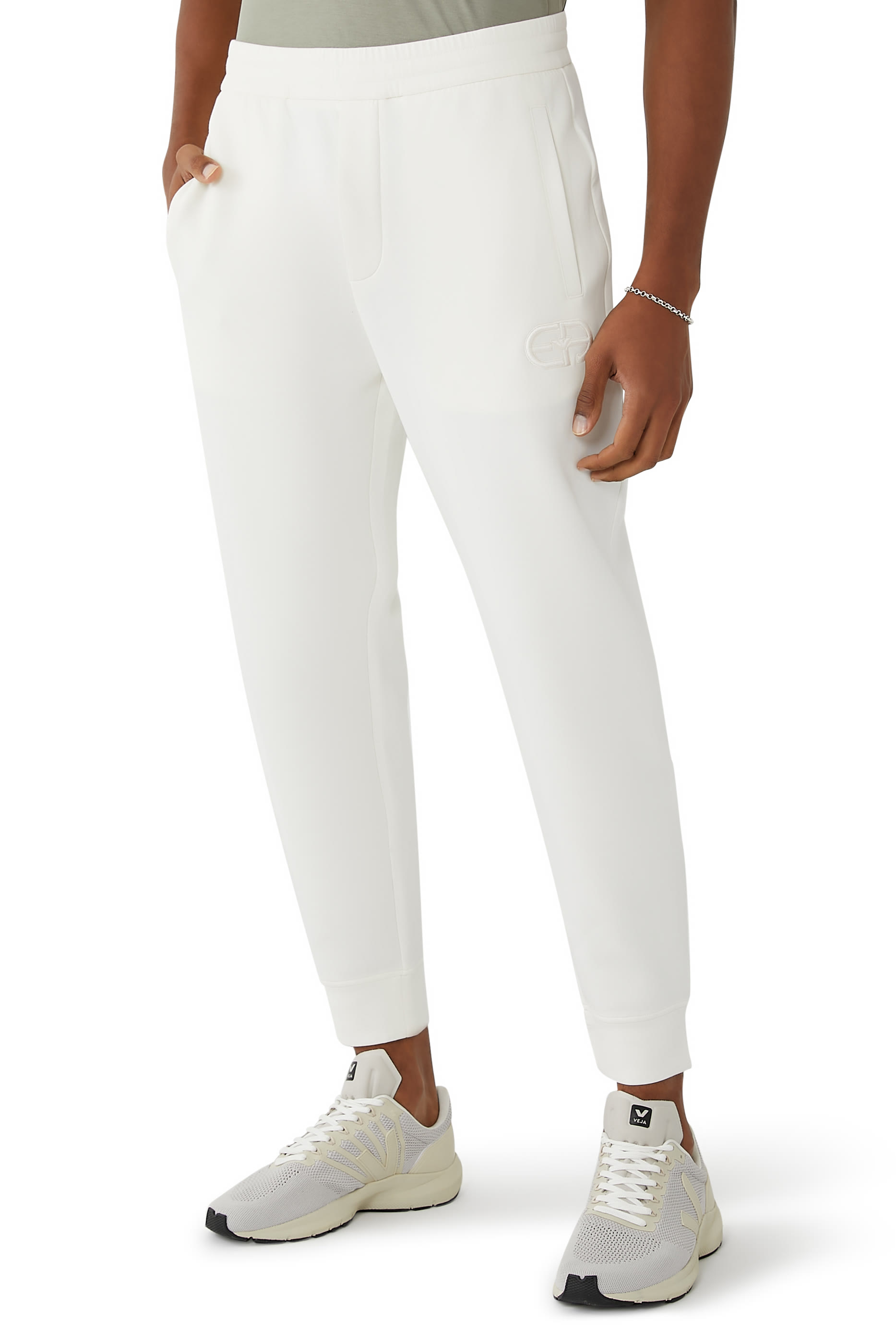 بنطال رياضي مطرز بشعار الماركة جيرسيه مزدوج