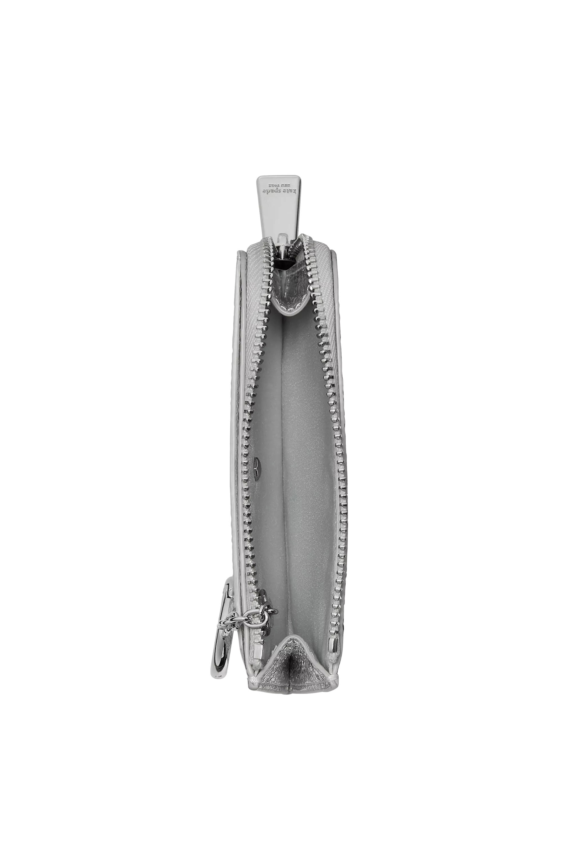 حافظة بطاقات صغيرة بسحاب جلد لامع مجعد