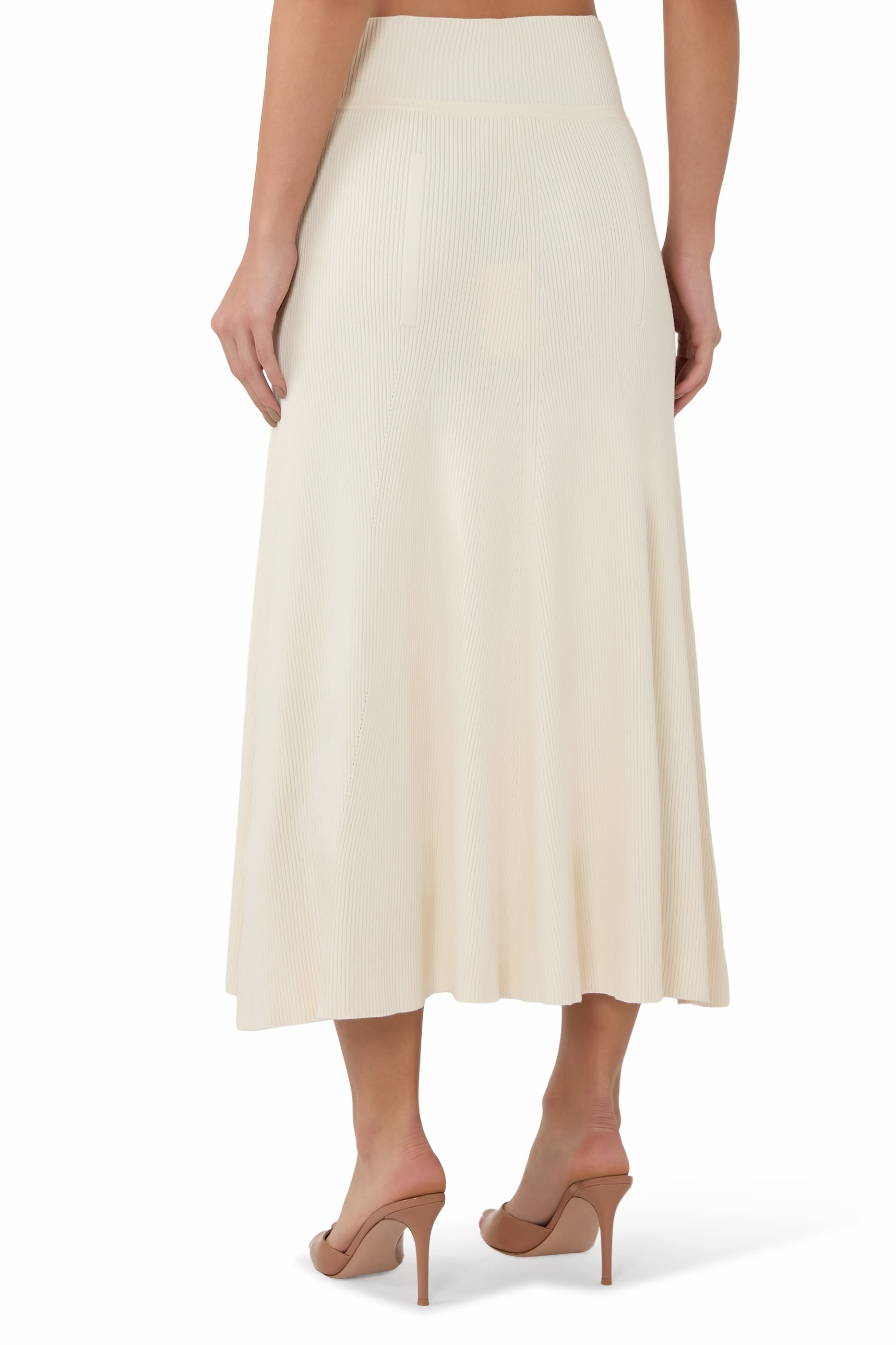 تنورة بحواف قطن متوسطة الطول نسيج مضلع