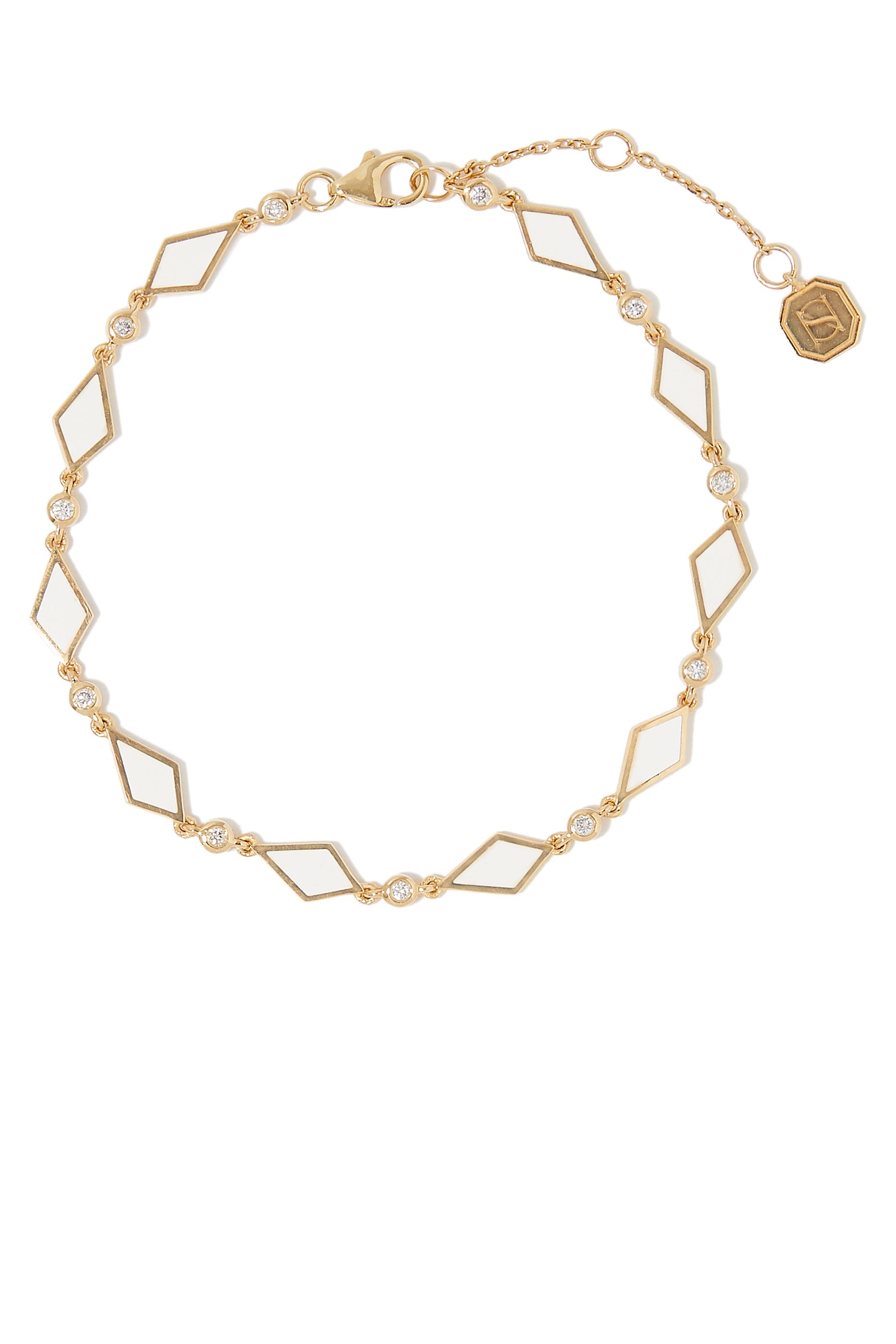 سوار موزاييك مرصع بالماس طهب أصفر عيار 18