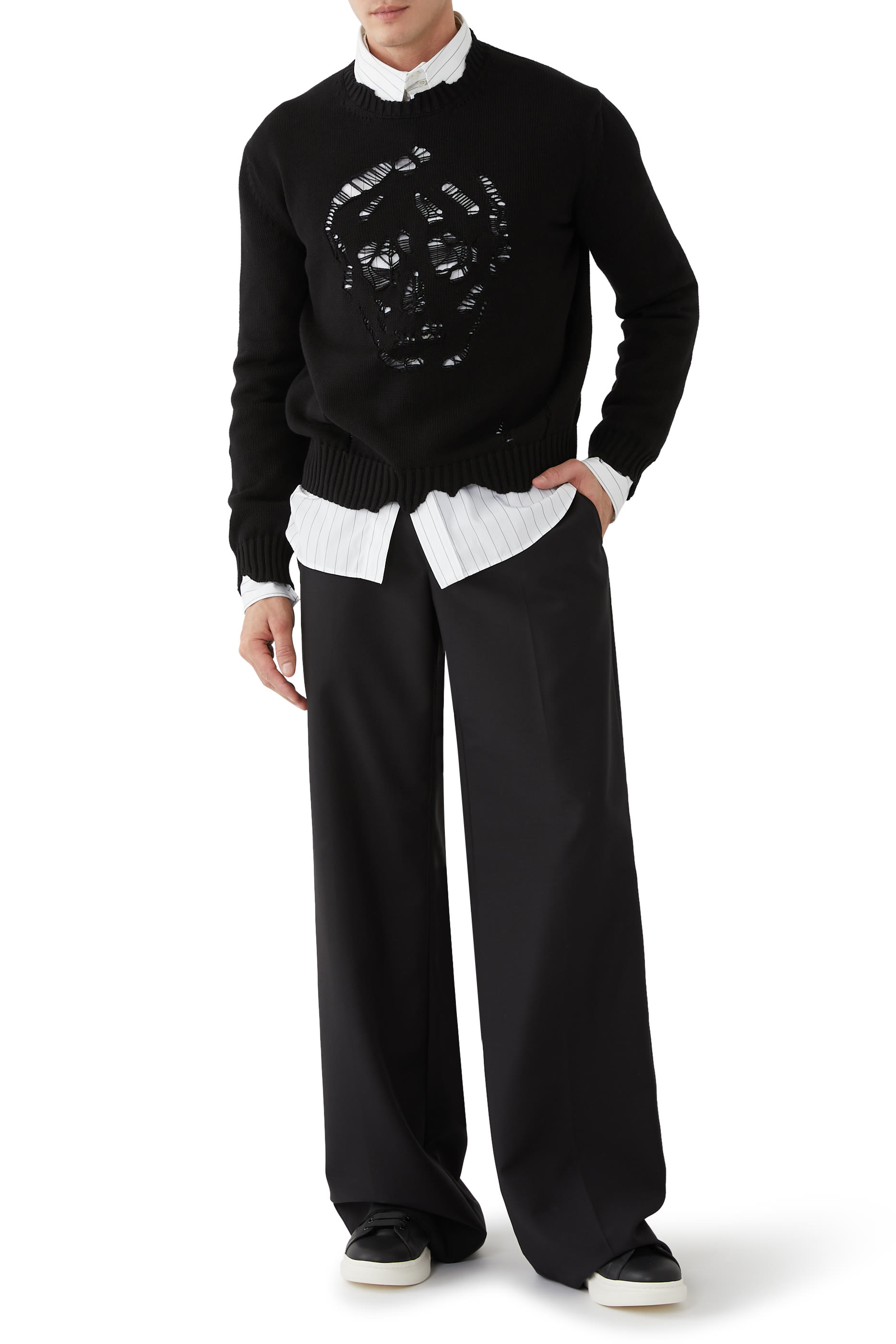 كارديغان بتصميم ممزق على شكل جمجمة