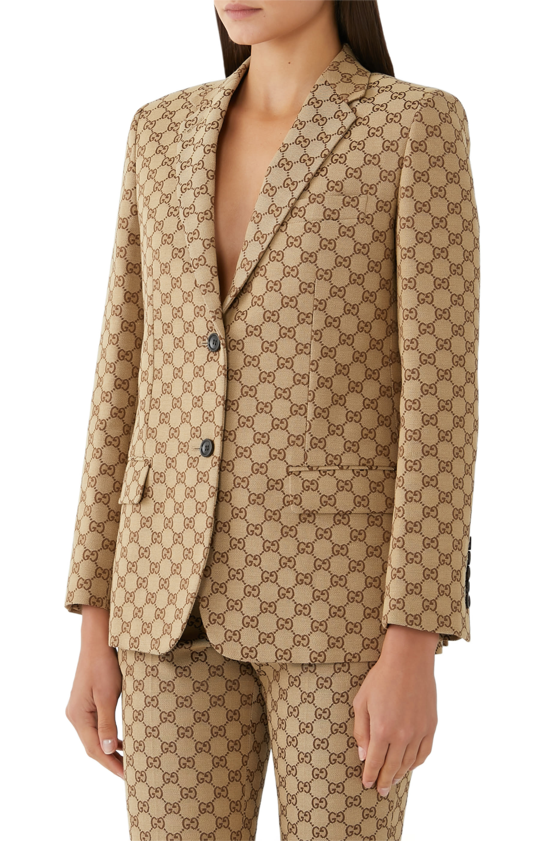 جاكيت قماش قنب بنقشة حرفي شعار الماركة