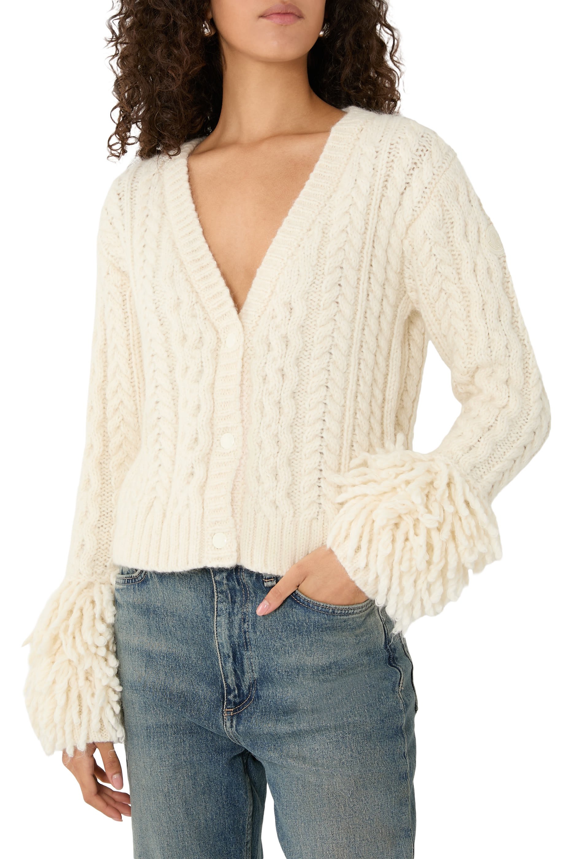 كارديغان بياقة على شكل حرف  V مزيج صوف ألبكة