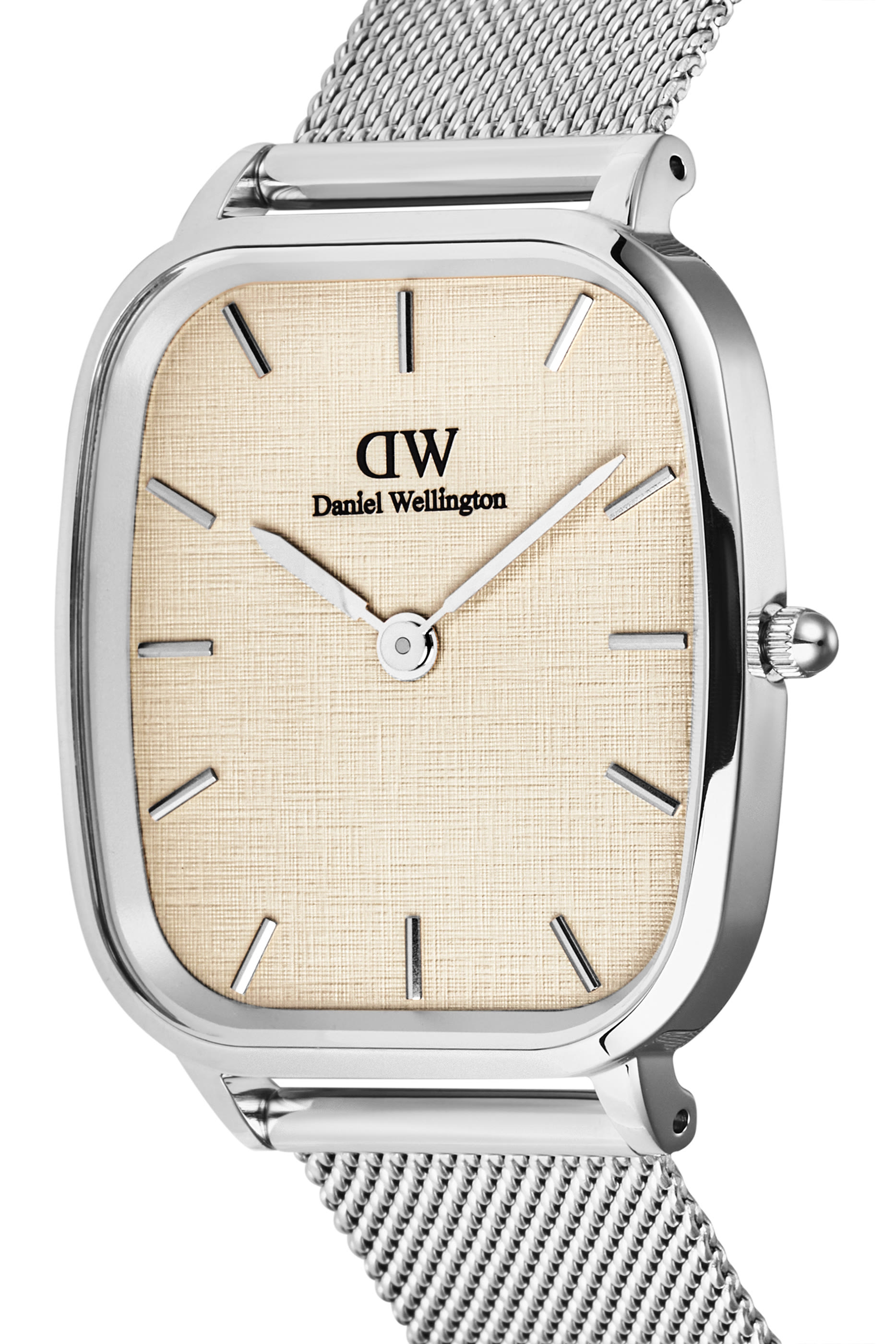 ساعة مارلون فضية اللون بمينا بنقشة كتان