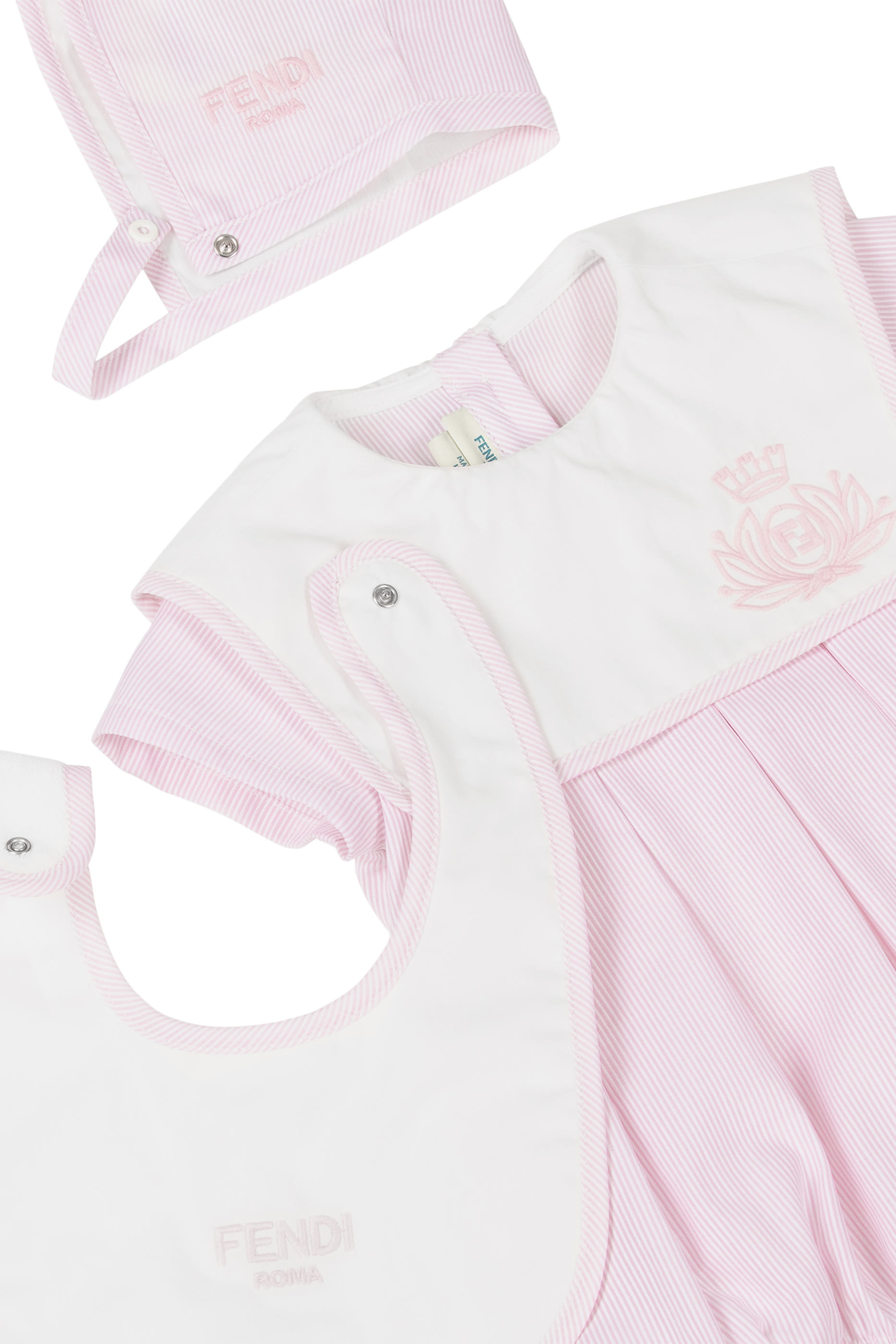 طقم هدية أفرول مخطط، مريلة، وقبعة بيني للأطفال