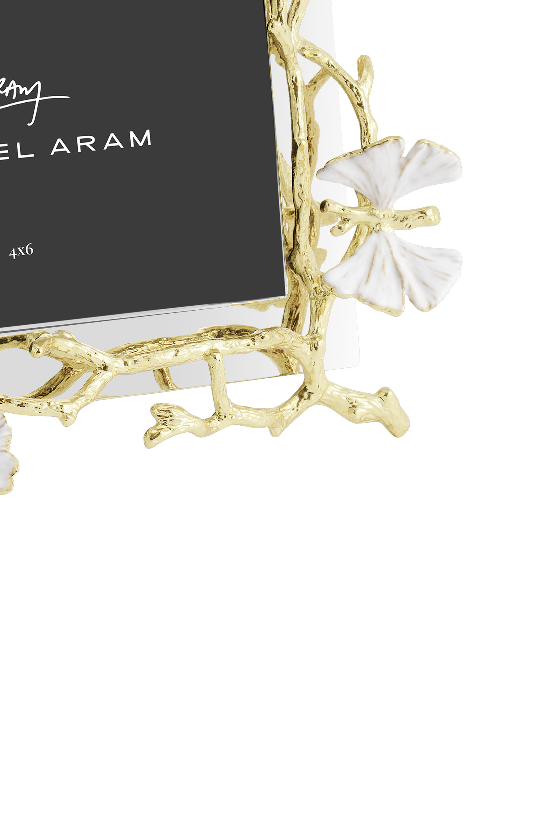 إطار صور بتصميم فراشة الجنكة بلون ذهبي عاكس للضوء، 4x6