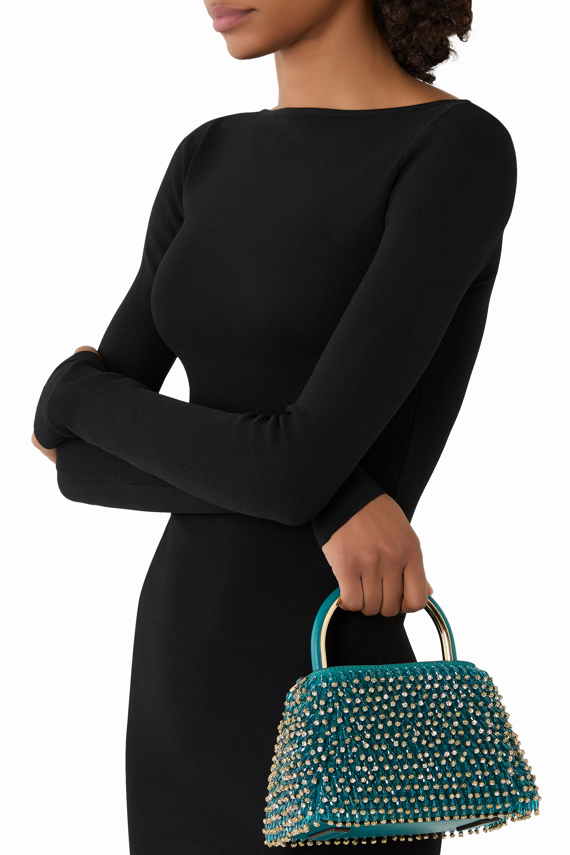 حقيبة كتف روزي صغيرة جدا مرصعة بأحجار شمواه بإصدار محدود 