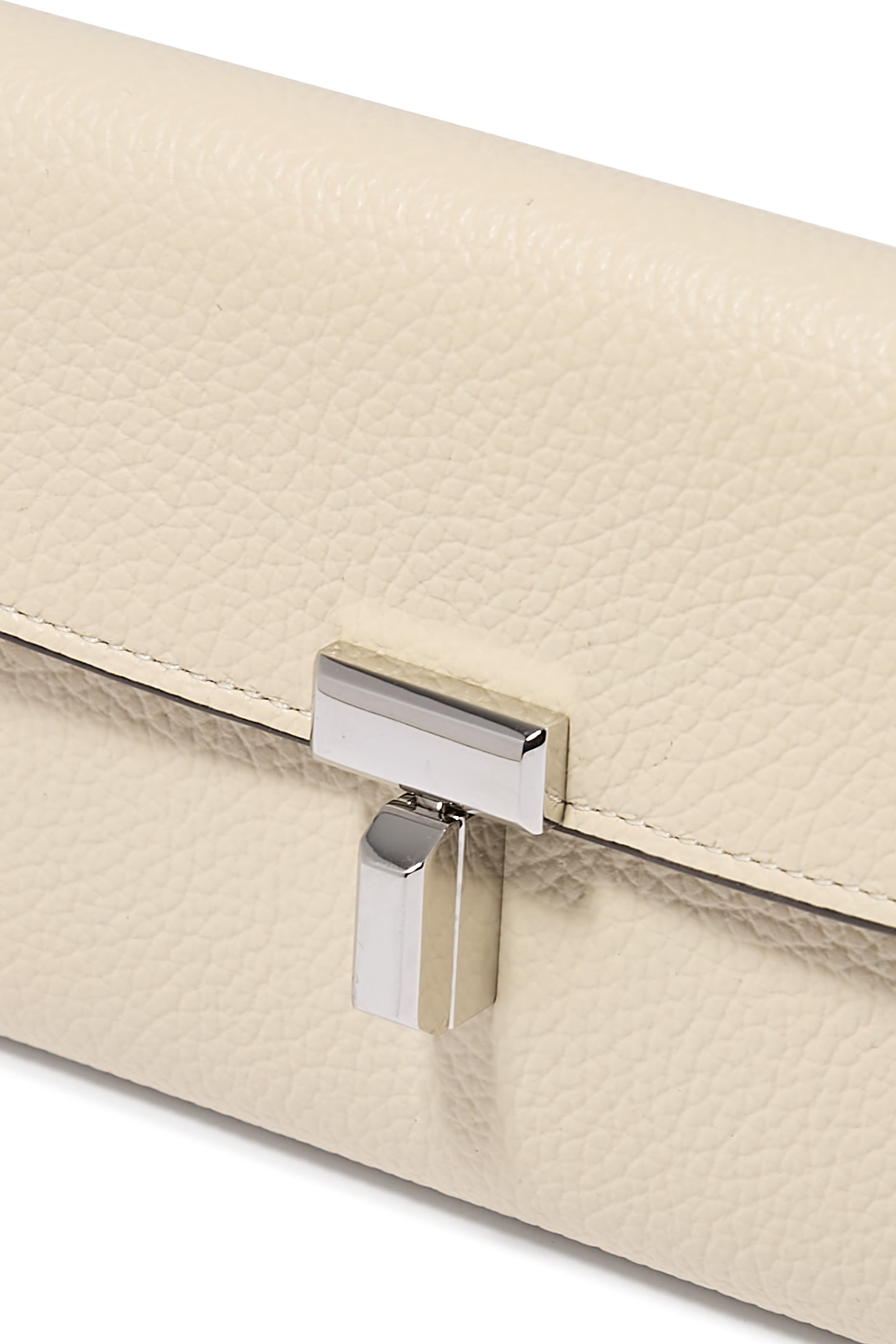 محفظة بقفل بتصميم حرف T جلد بارز الملمس