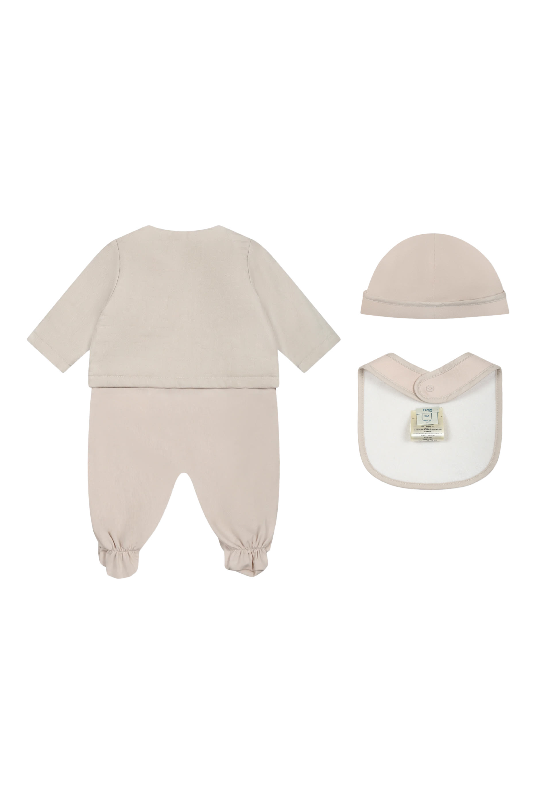 طقم بودي سوت قطن، مريلة وقبعة للأطفال