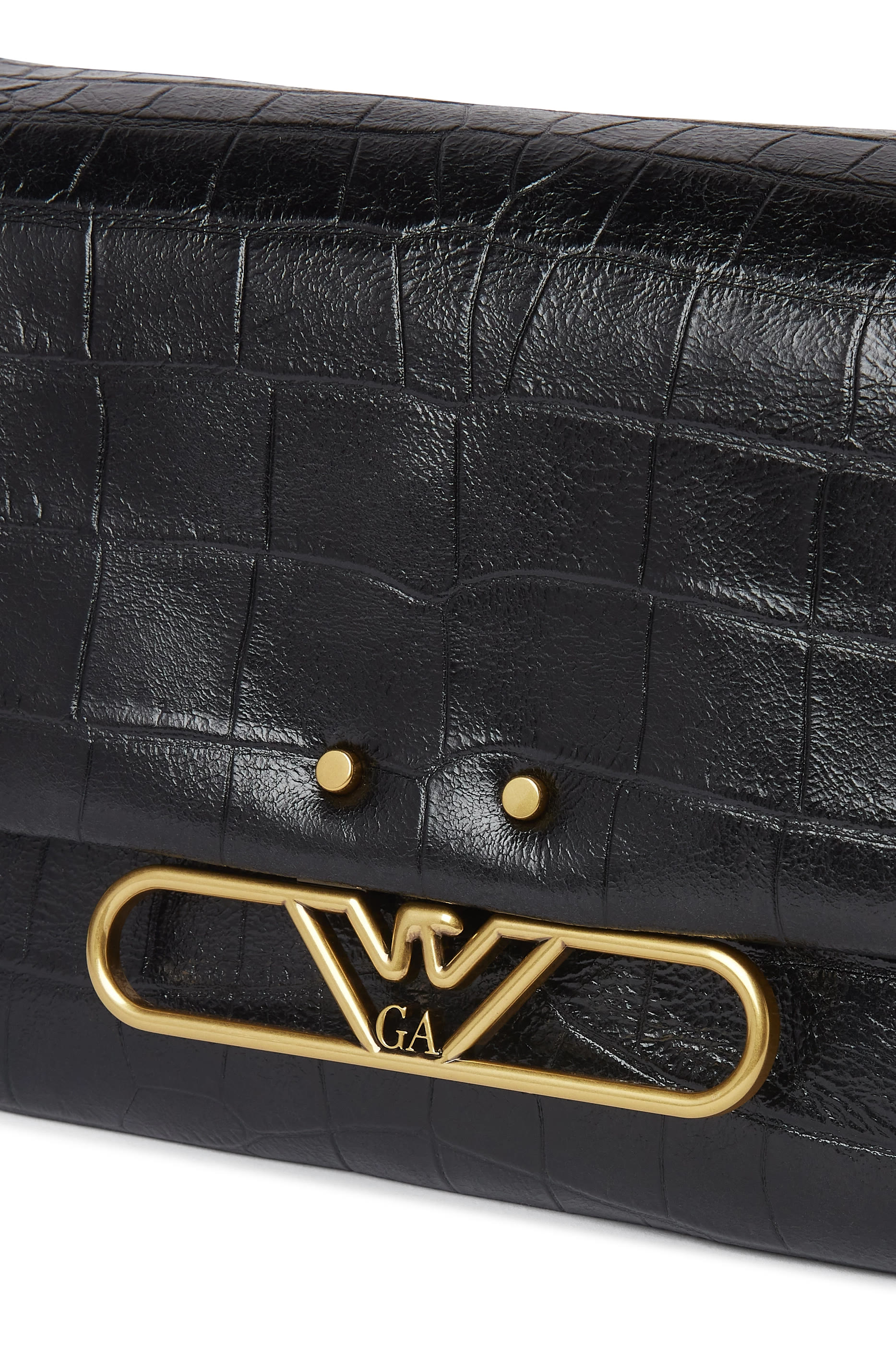 حقيبة كروس بودي بشعار الماركة جلد بنقشة جلد التمساح