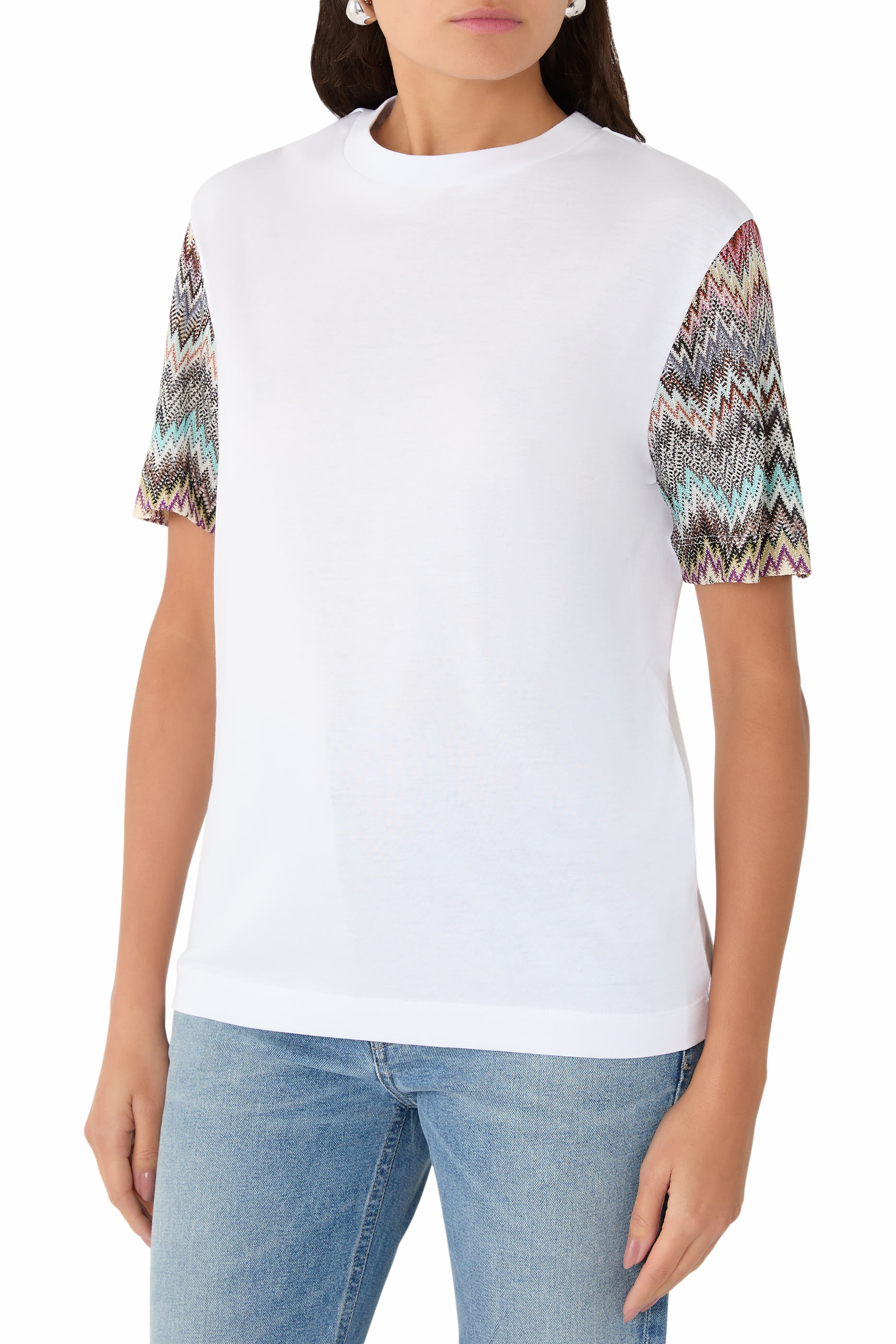 تيشيرت بياقة ضيقة نسيج راشيل