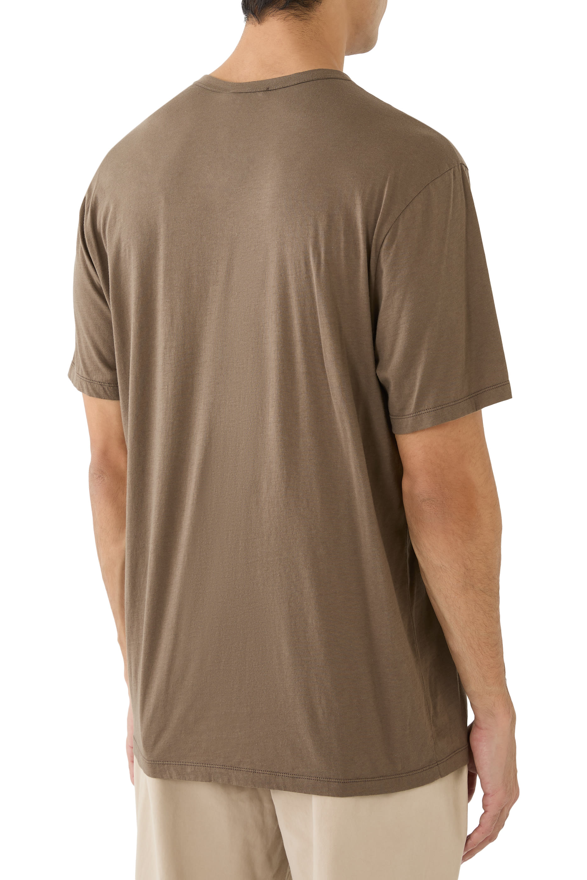 تيشيرت بياقة ضيقة جيرسيه فاخر ثقيل الوزن