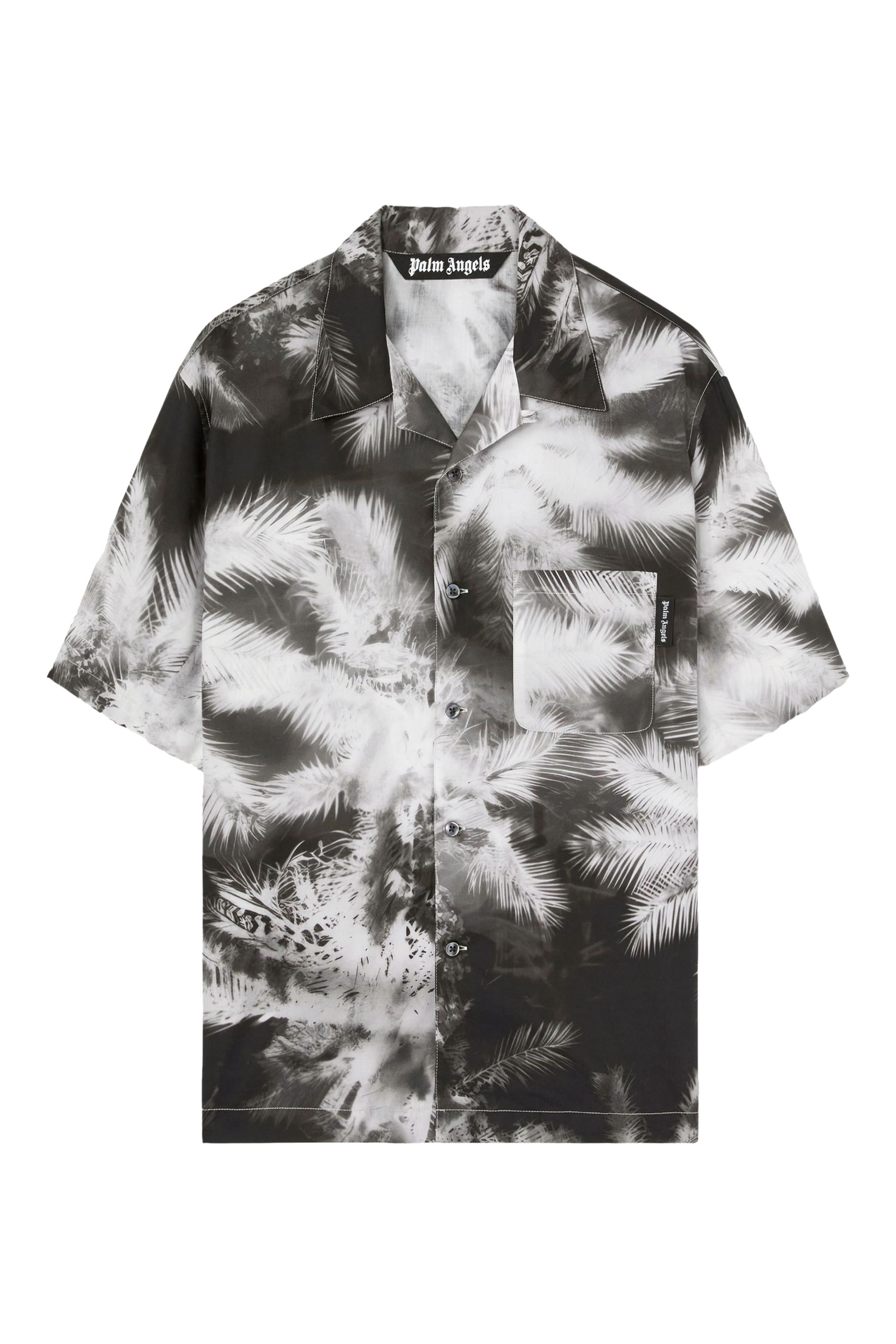 قميص بنقشة نخيل بلون أزرق