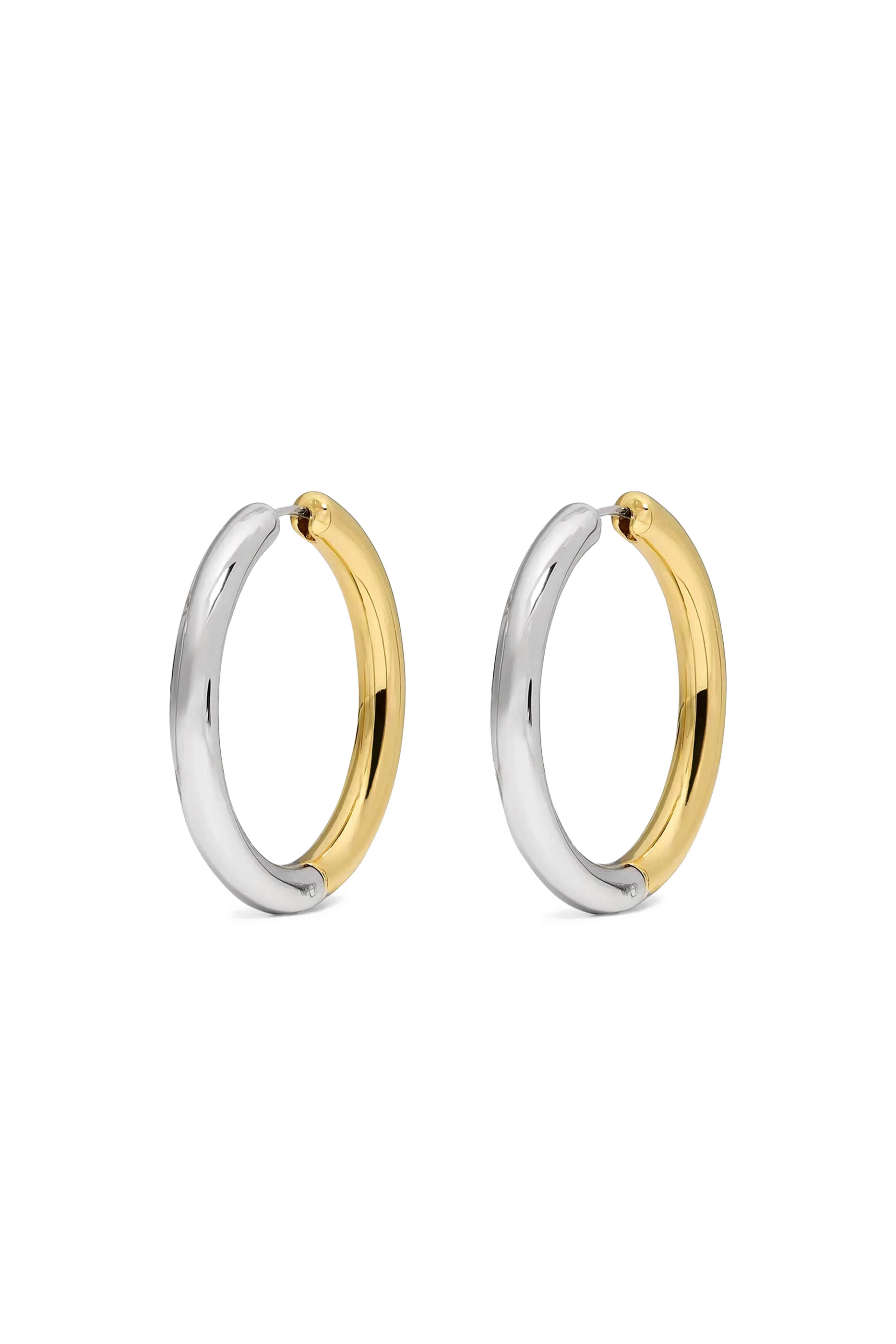 أقراط دائرية بتصميم متداخل، بمشابك نحاس معدن مطلي