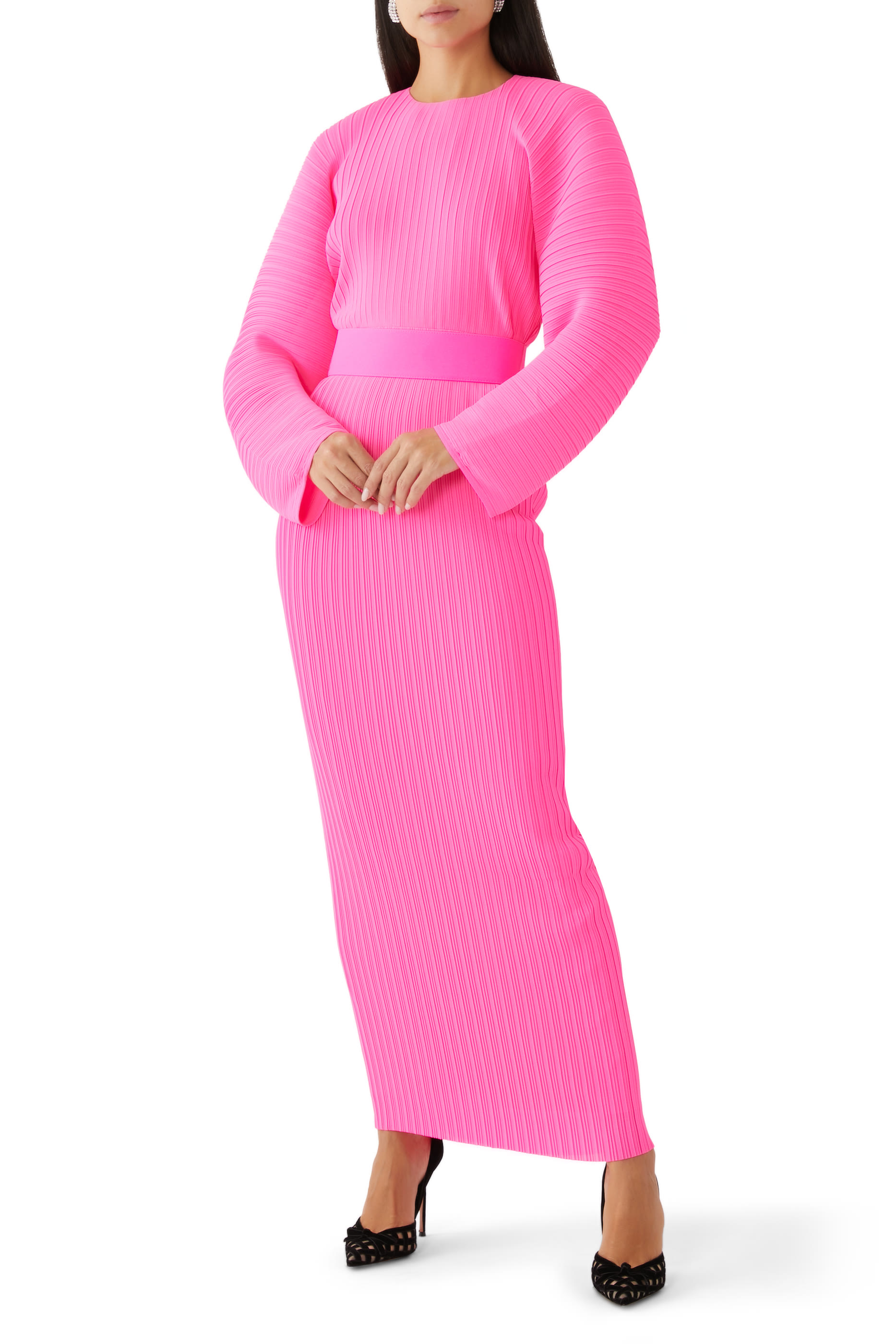 فستان ميرابل طويل بطيات