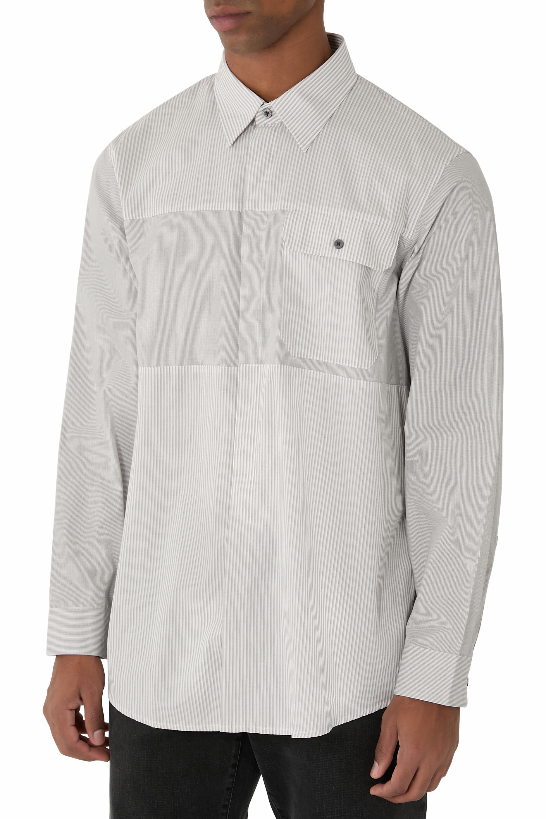 قميص بأكمام طويلة مخطط بالكامل