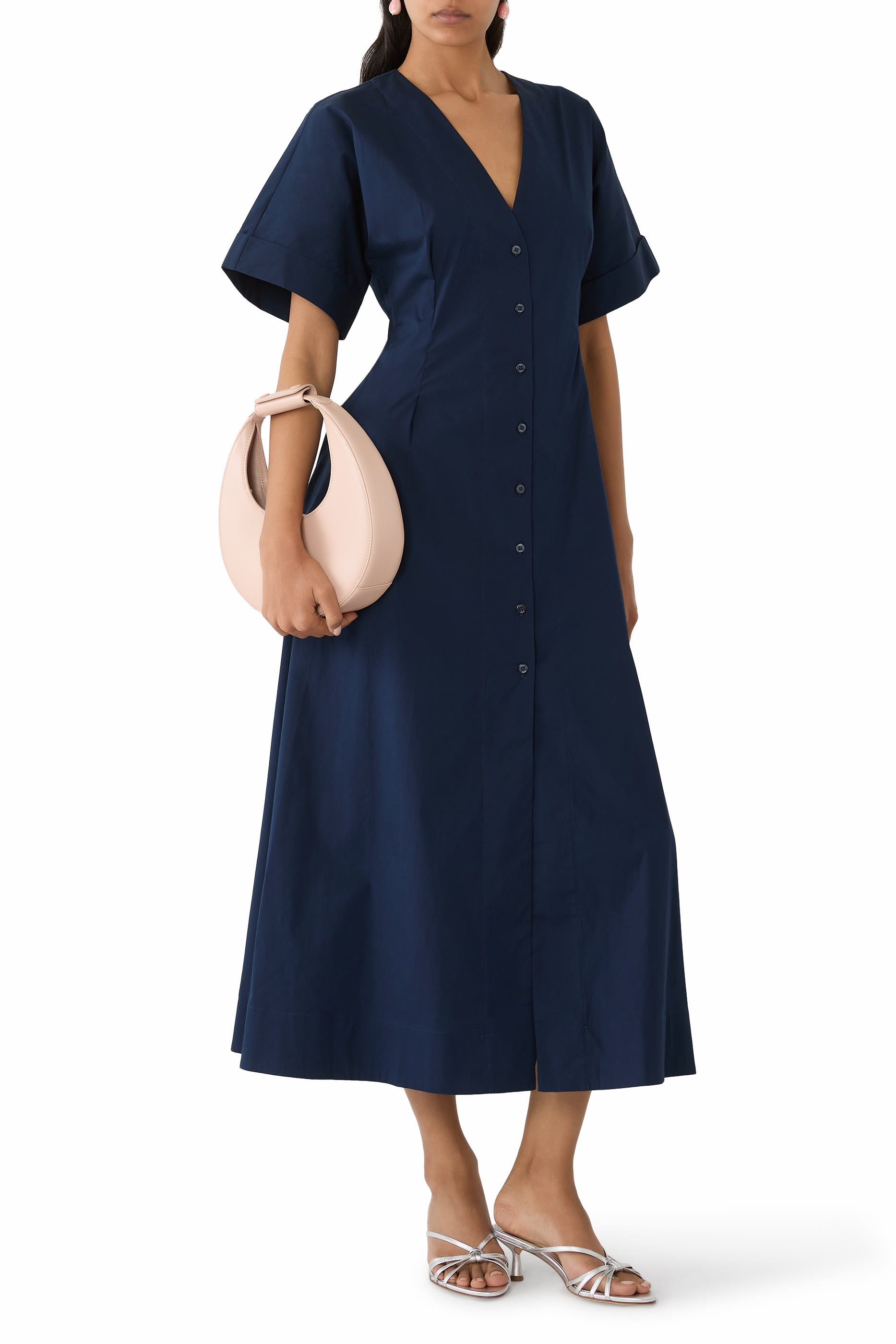 فستان إيل متوسط ​​الطول من مزيج القطن