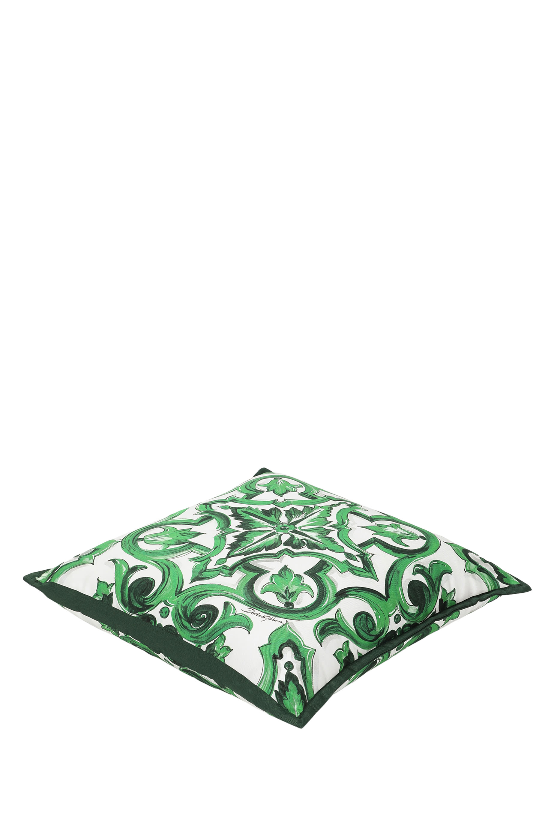 وسادة بنقشة مايوليكا بلون أخضر قماش قنب