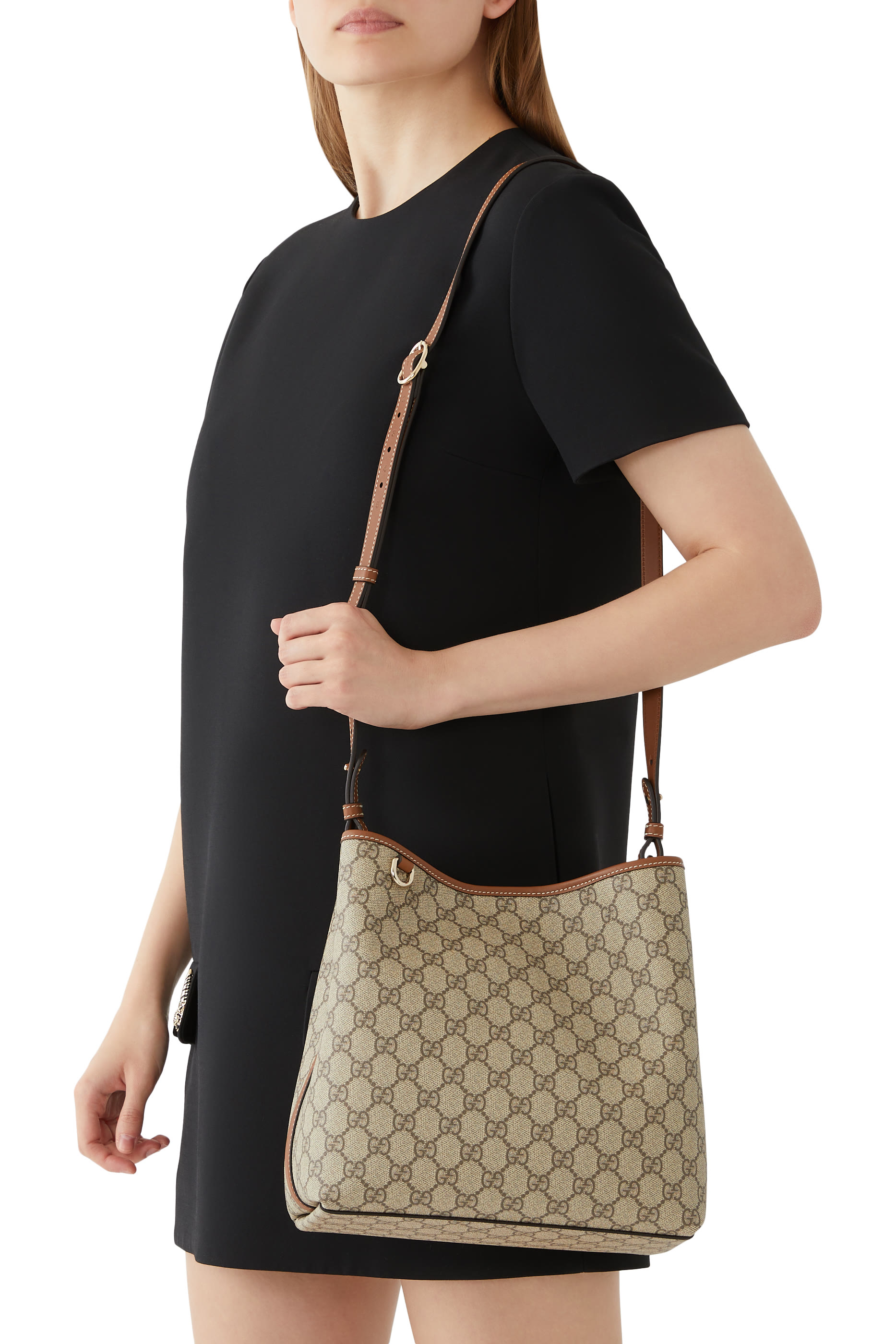 حقيبة كتف صغيرة بنقشة حرفي شعار الماركة