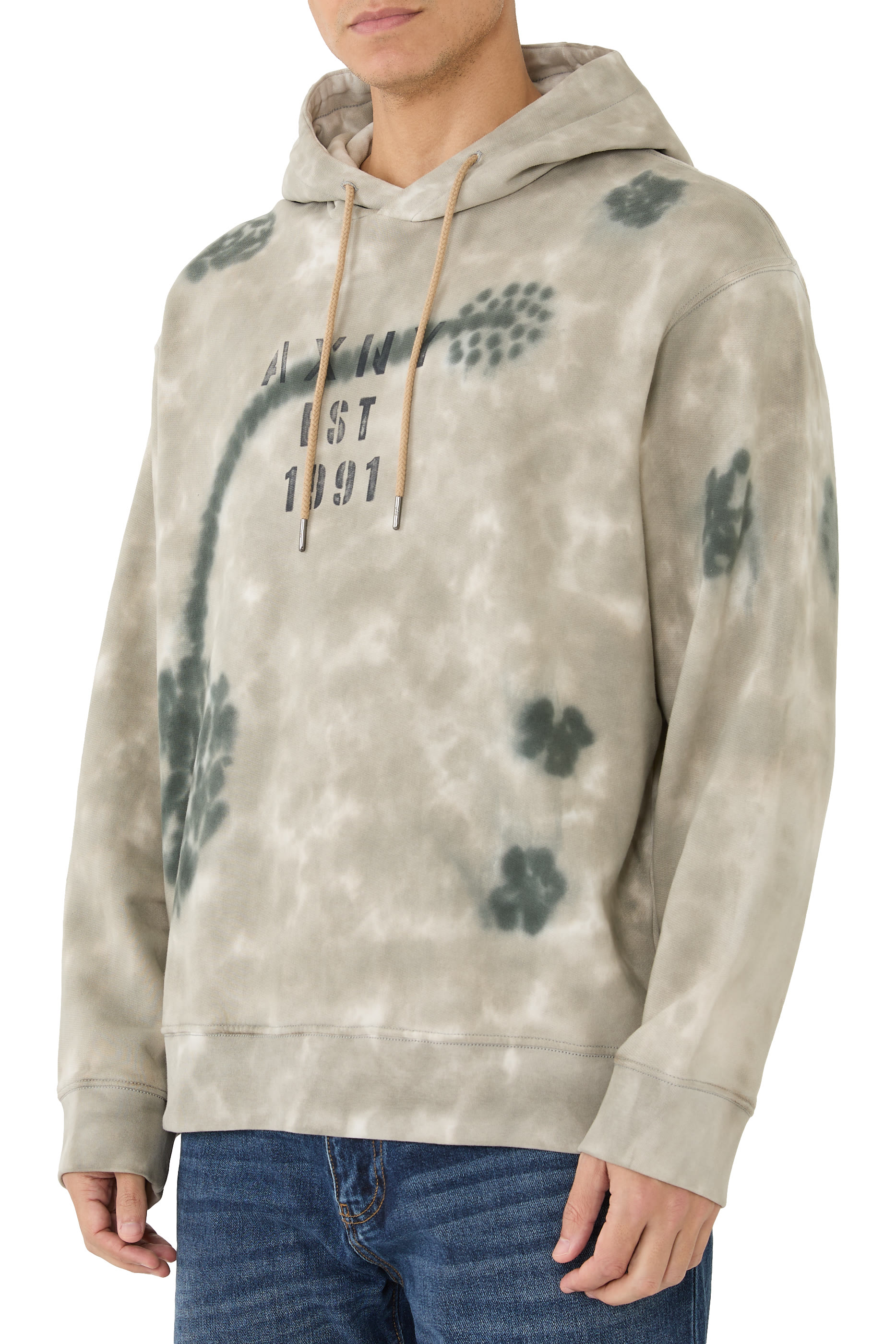 سويت شيرت بغطاء رأس بشعار الماركة