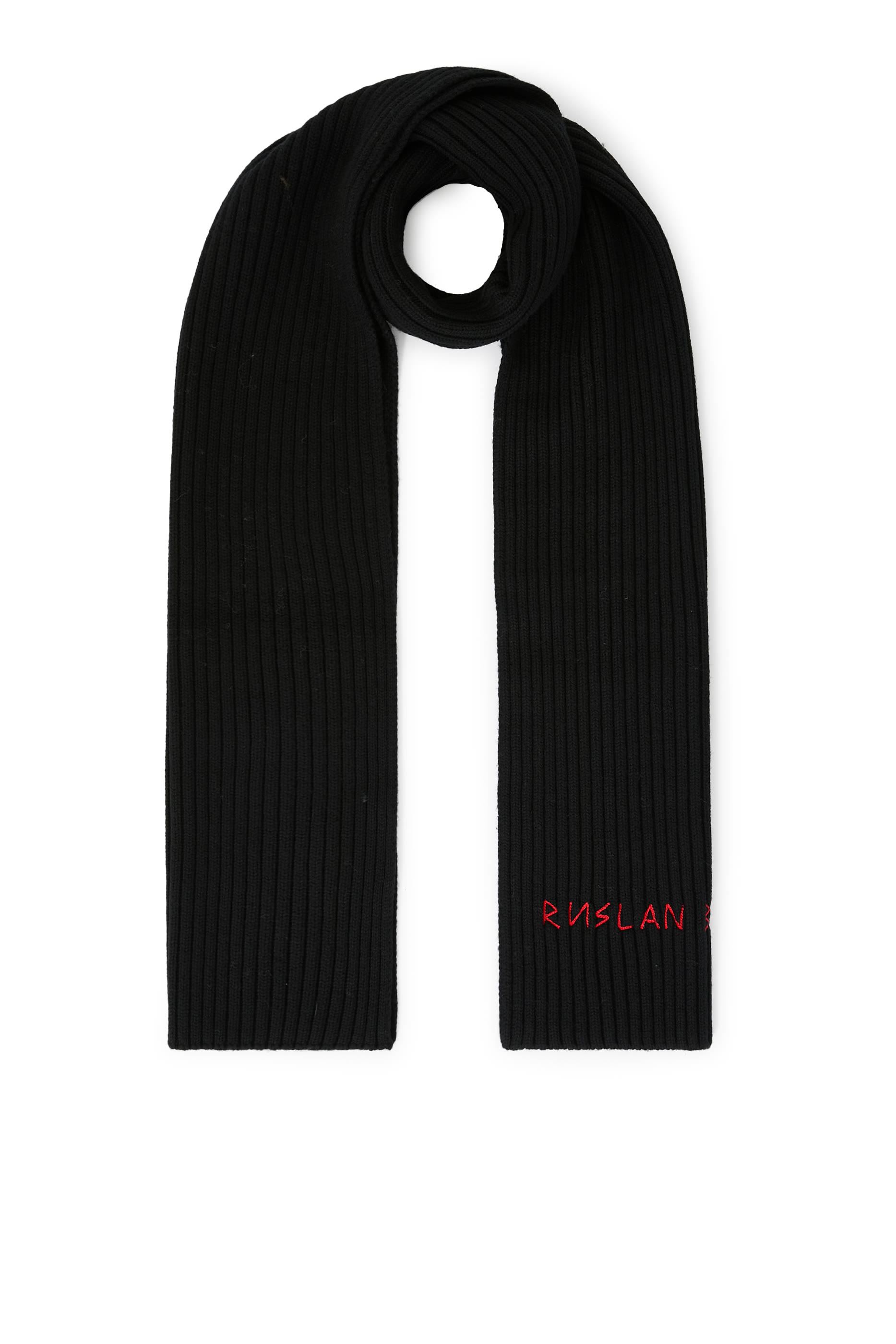 Monogram-Embroidered Wool Scarf