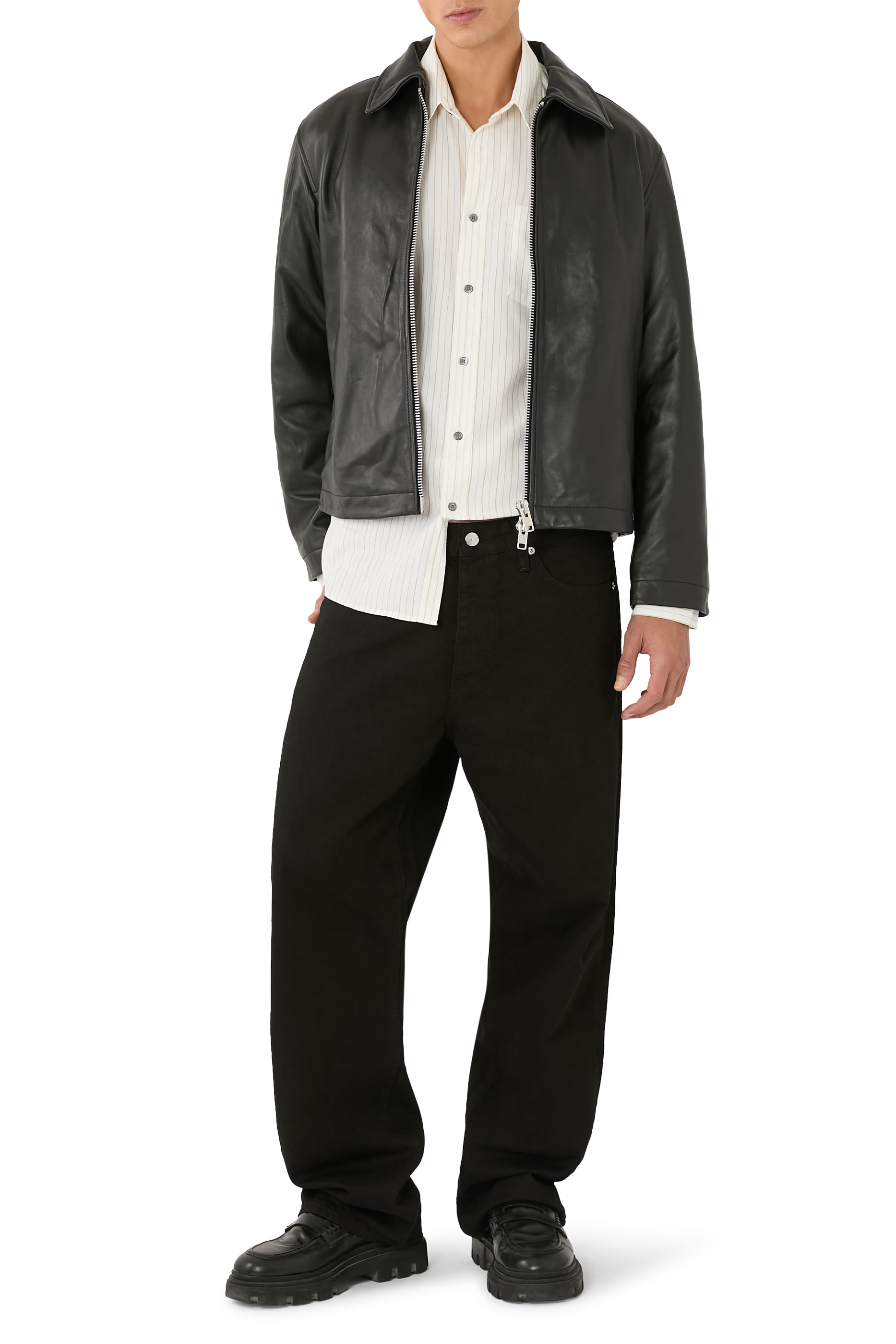 بنطال دنيم مصبوغ بقصة واسعة