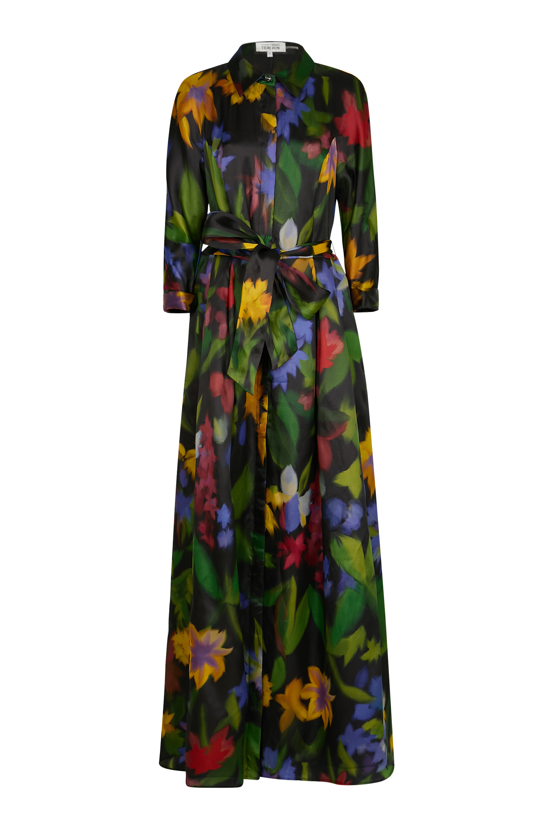 فستان سهرة بتصميم قميص بنقشة أزهار أورغانزا