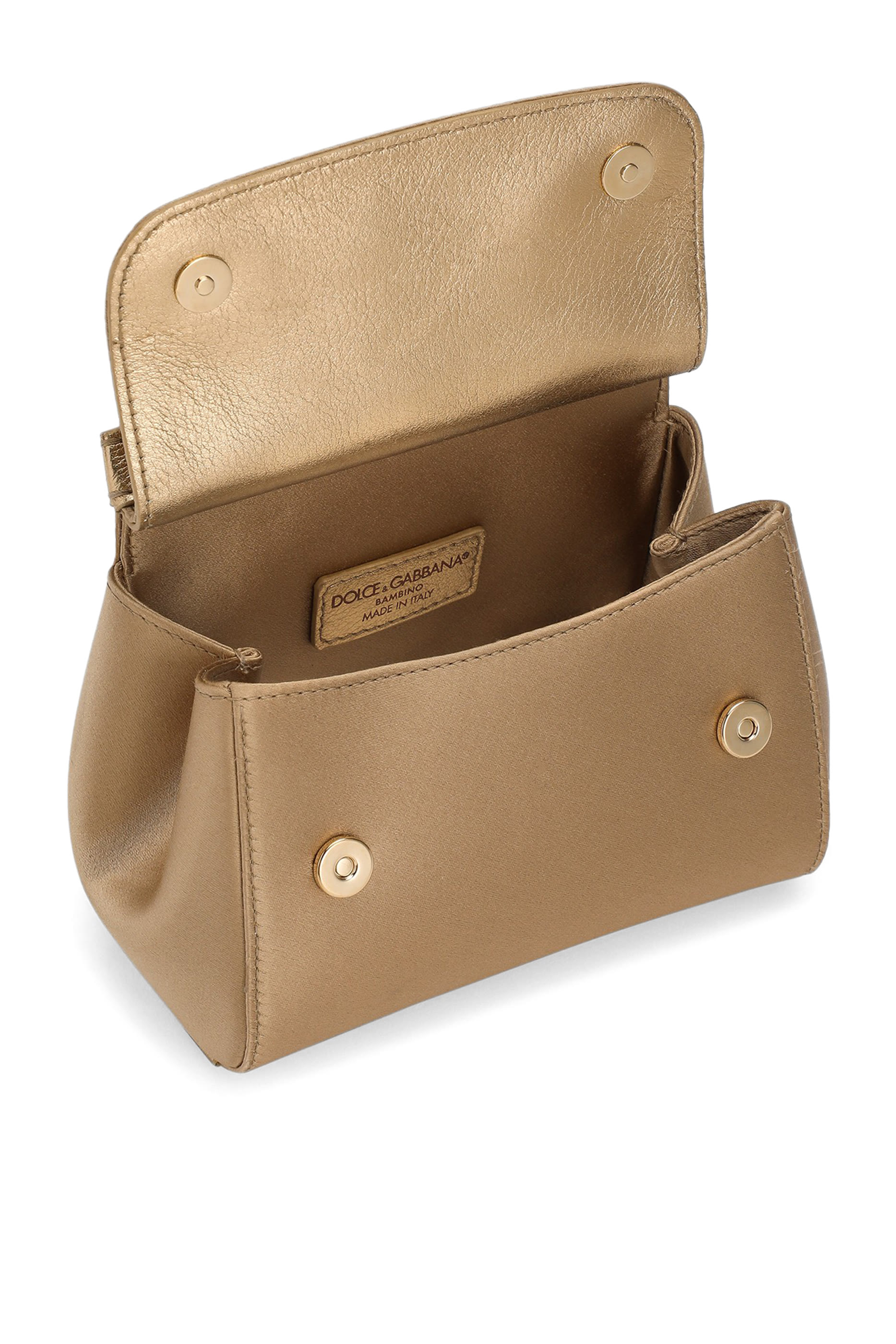 حقيبة سيسيلي جلد عجل لامع وساتان بشعار الماركة