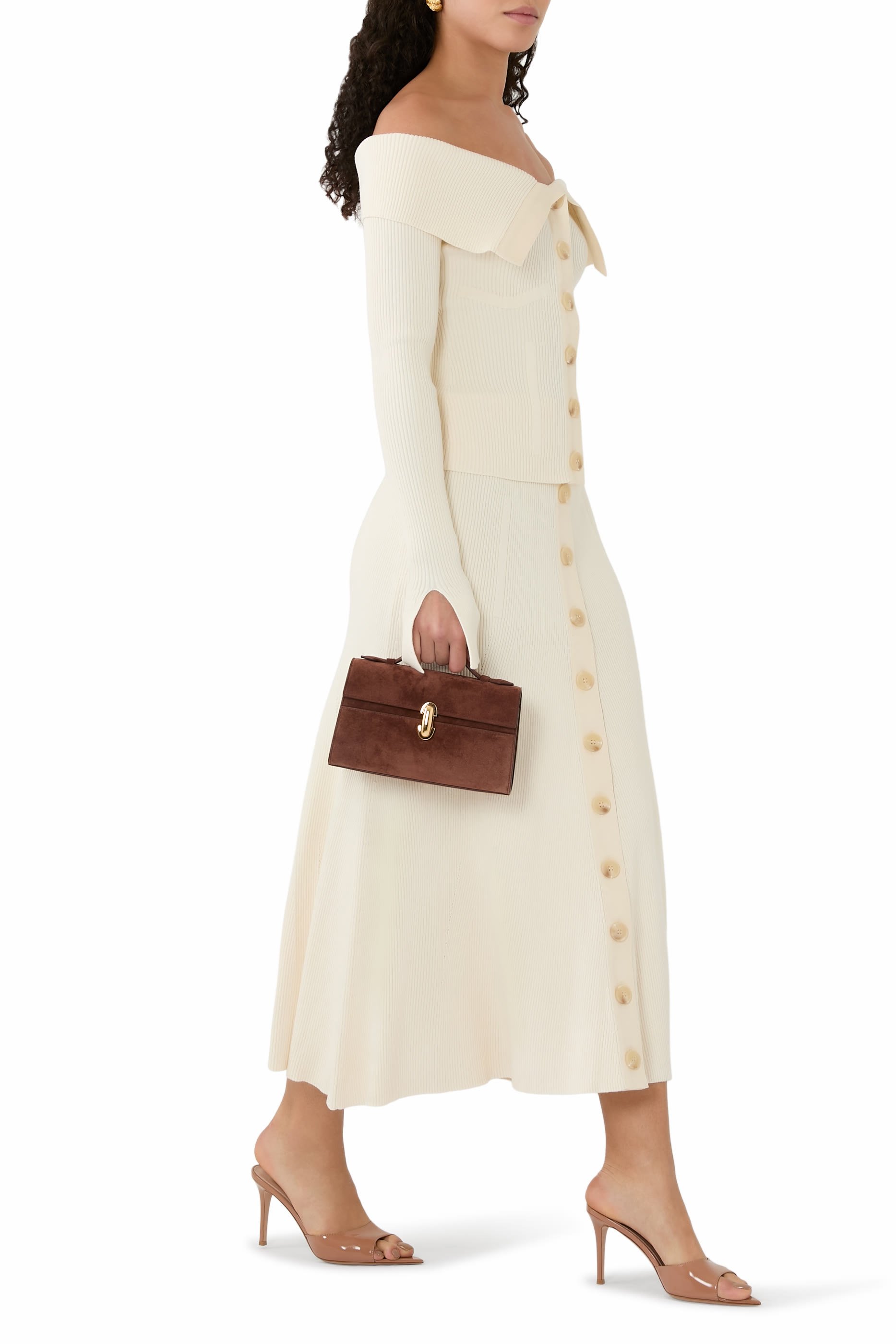 تنورة بحواف قطن متوسطة الطول نسيج مضلع