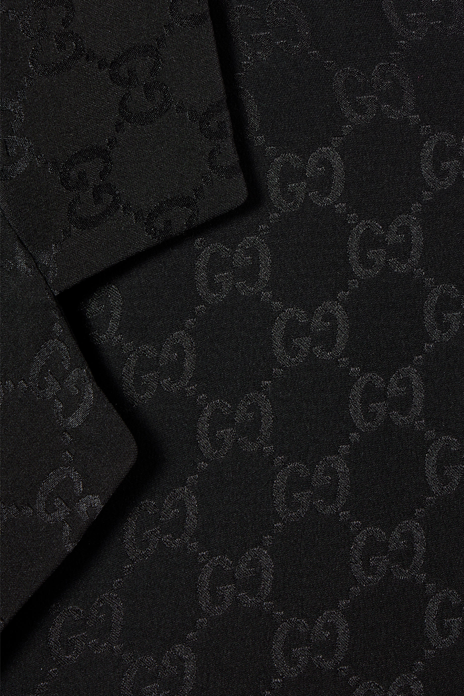 قميص بولينج حرير بنقشة حرفي شعار الماركة جاكار