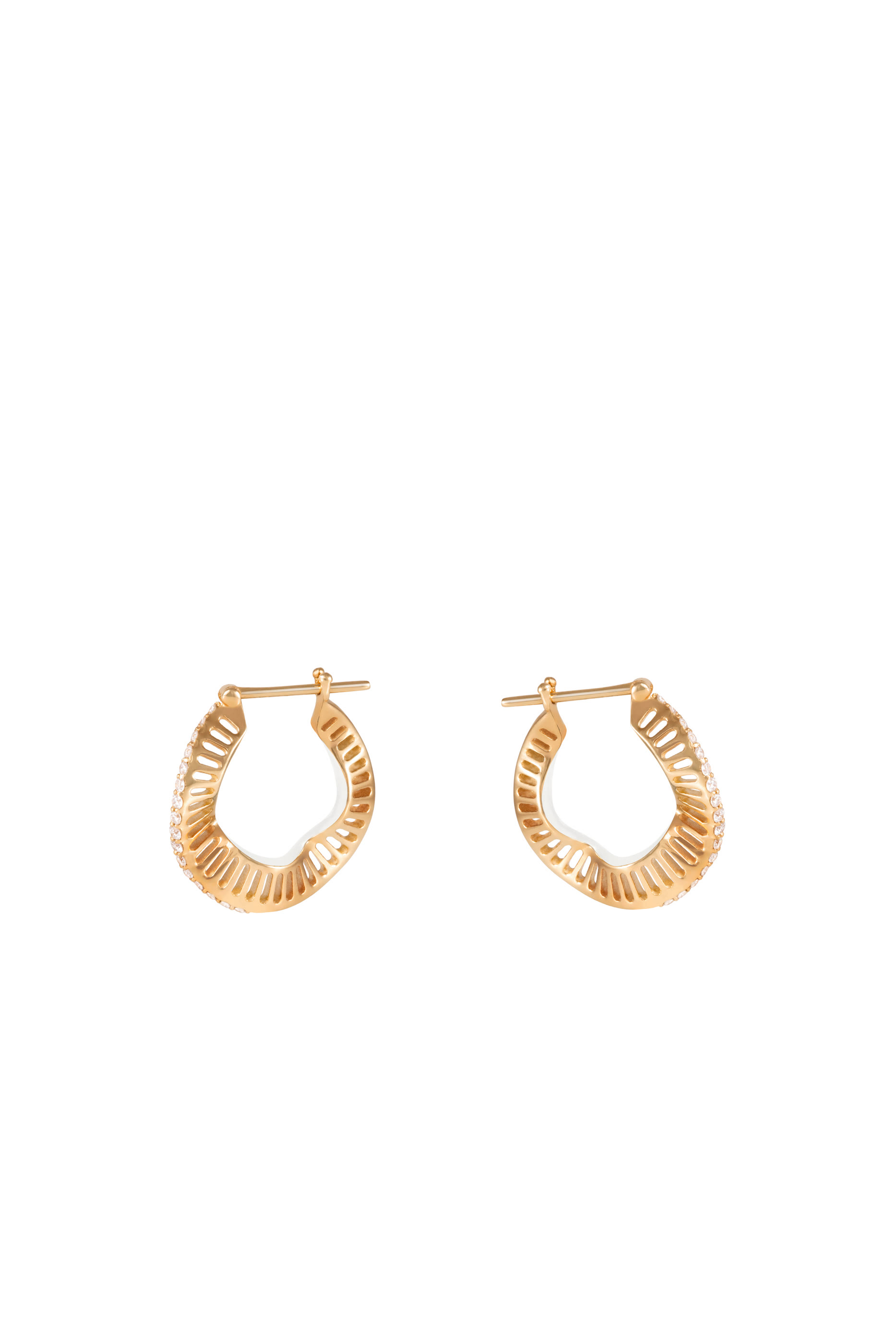 Wave Size 1 Hoop Earrings, 18k Yellow Gold, White Enamel & Diamonds