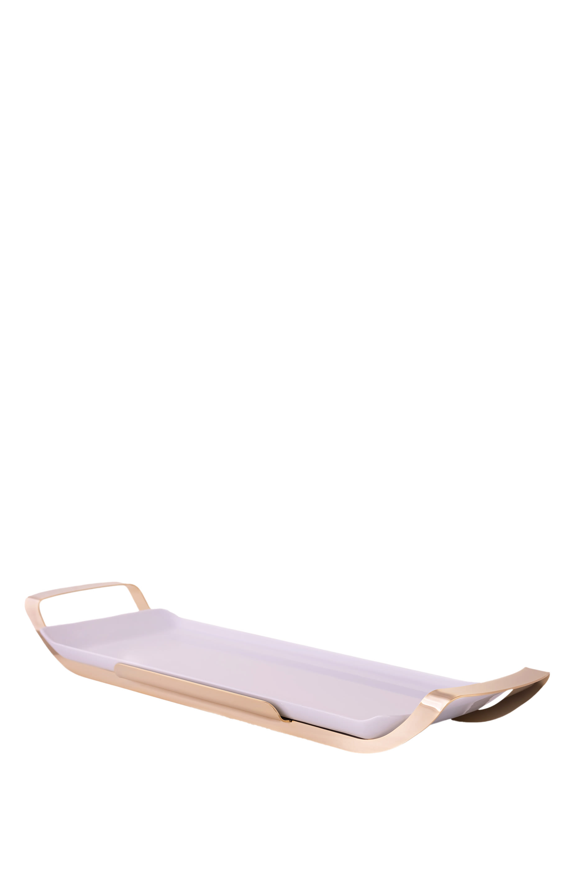 طبق مستطيل بورسلين بحامل من ستانلس ستيل