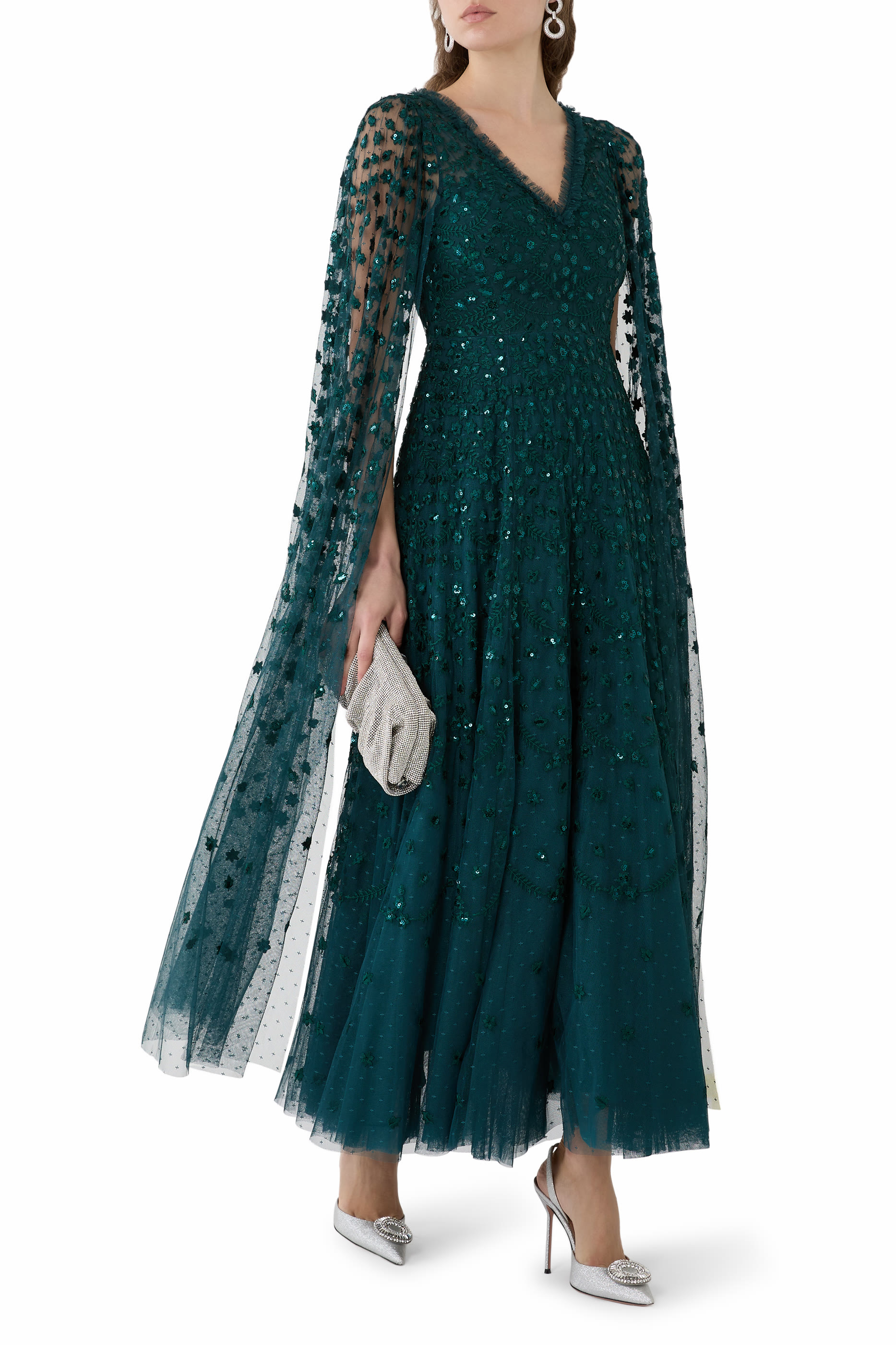 فستان سهرة كلوفر بكاب وقصة بطول الكاحل