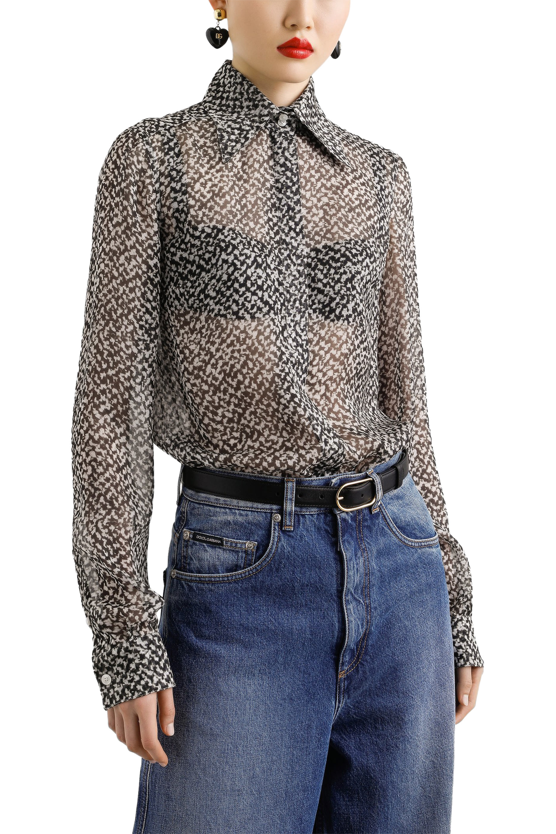 قميص بنقشة خطوط مائلة