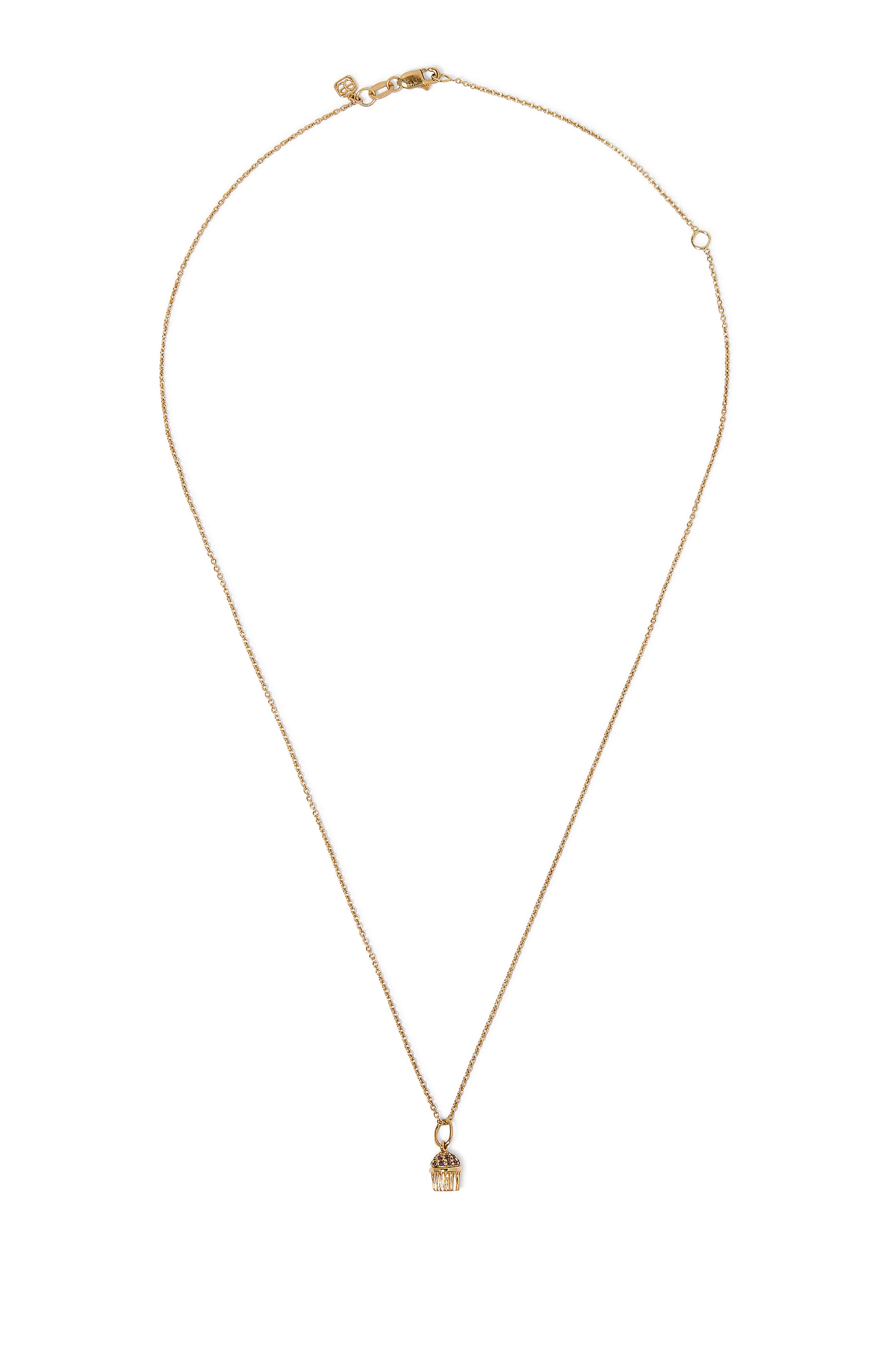 قلادة بدلاية صغيرة بتصميم كاب كيك مرصعة بالياقوت، ذهب أصفر عيار 14