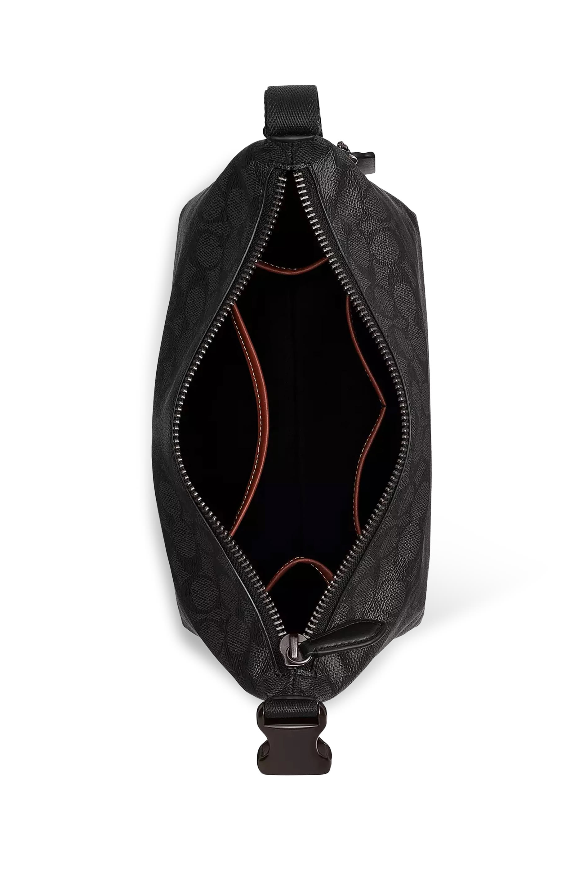 حقيبة سفر بمشبك سريع للإغلاق، قماش قنب مزين بشعار الماركة