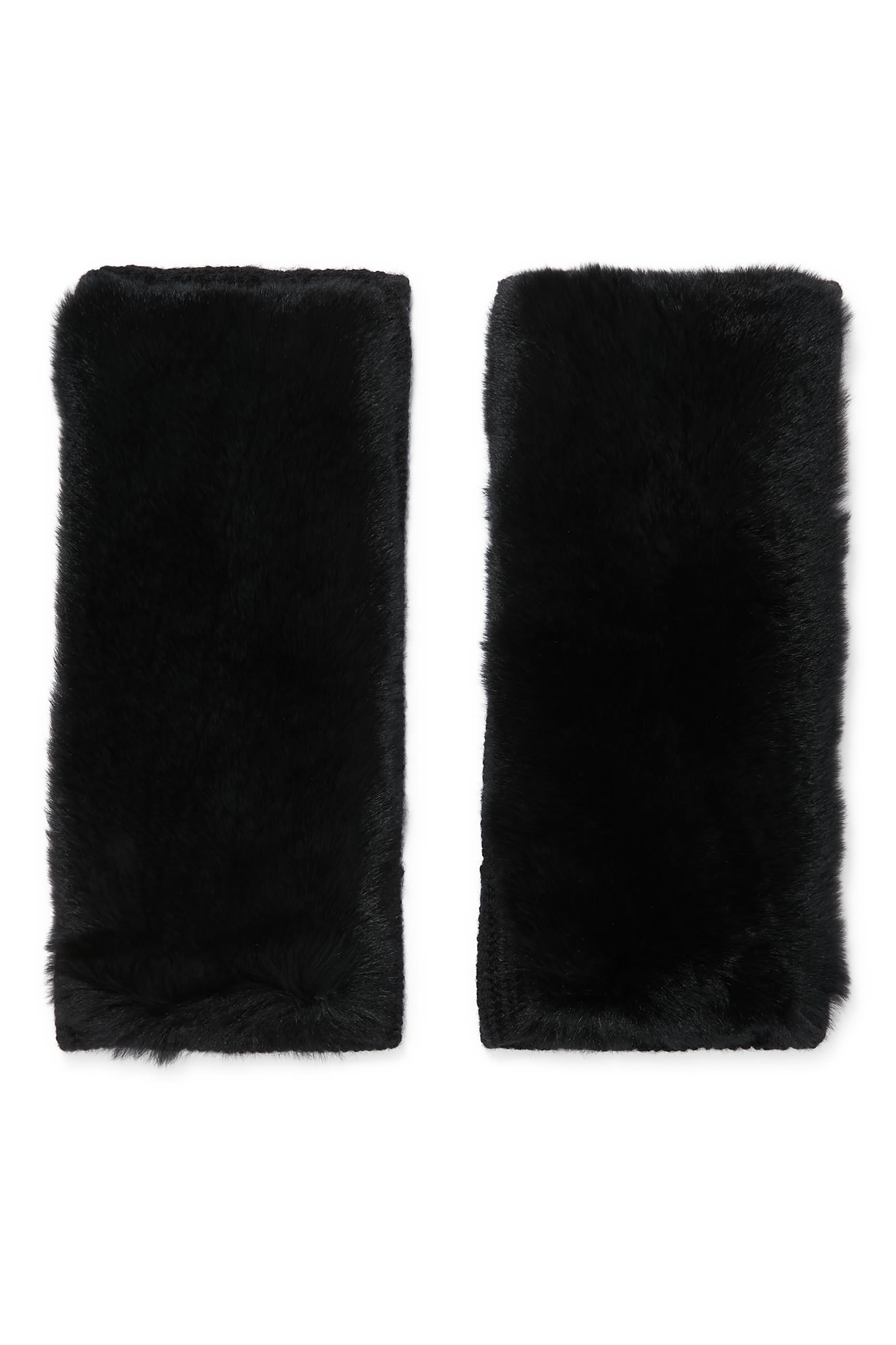 قفازات بلا أصابع نسيج كشمير وصوف وفرو أرنب ريكس