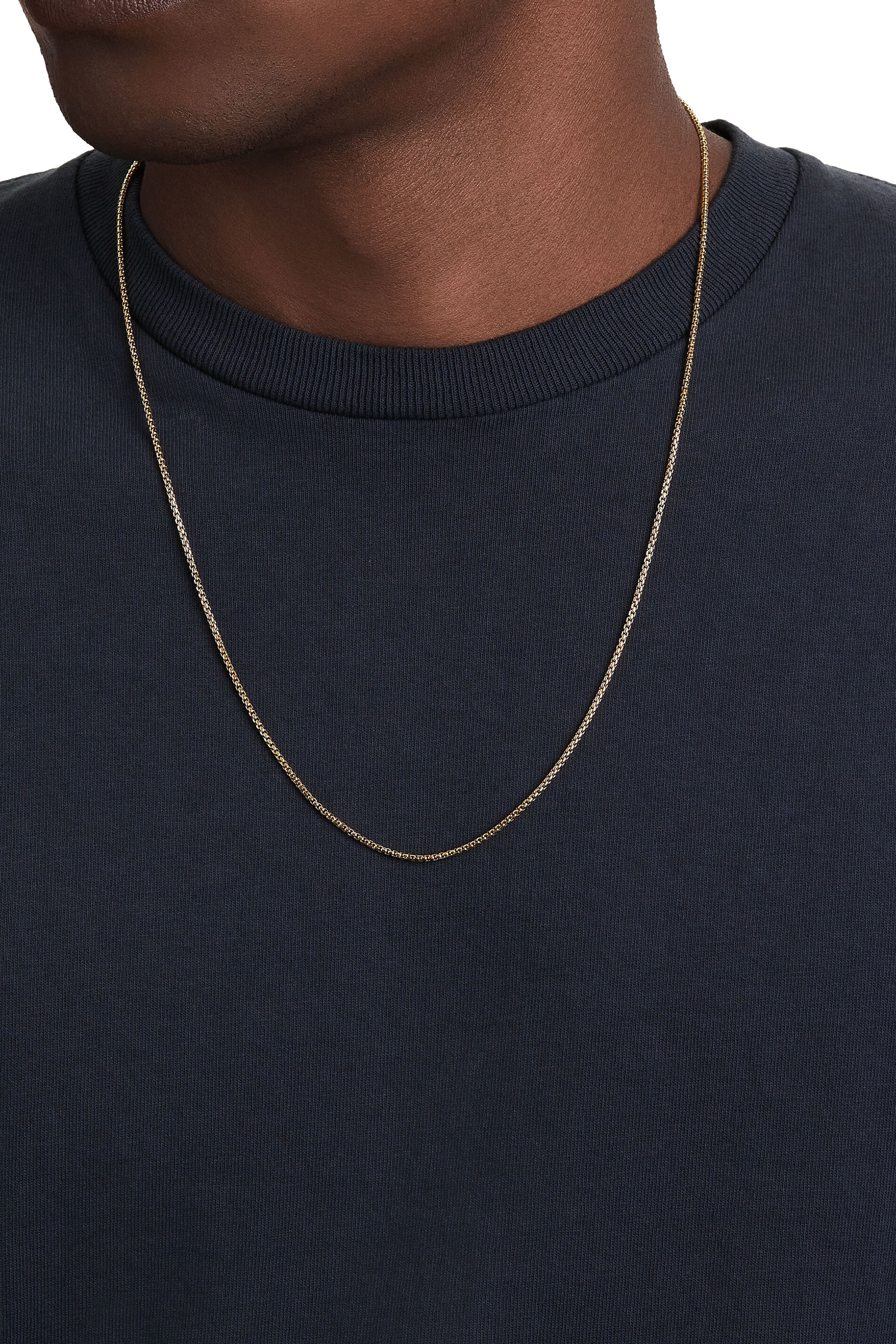 قلادة بسلسلة 26 بوصة بحلقات مربعة ذهب أصفر عيار 18 