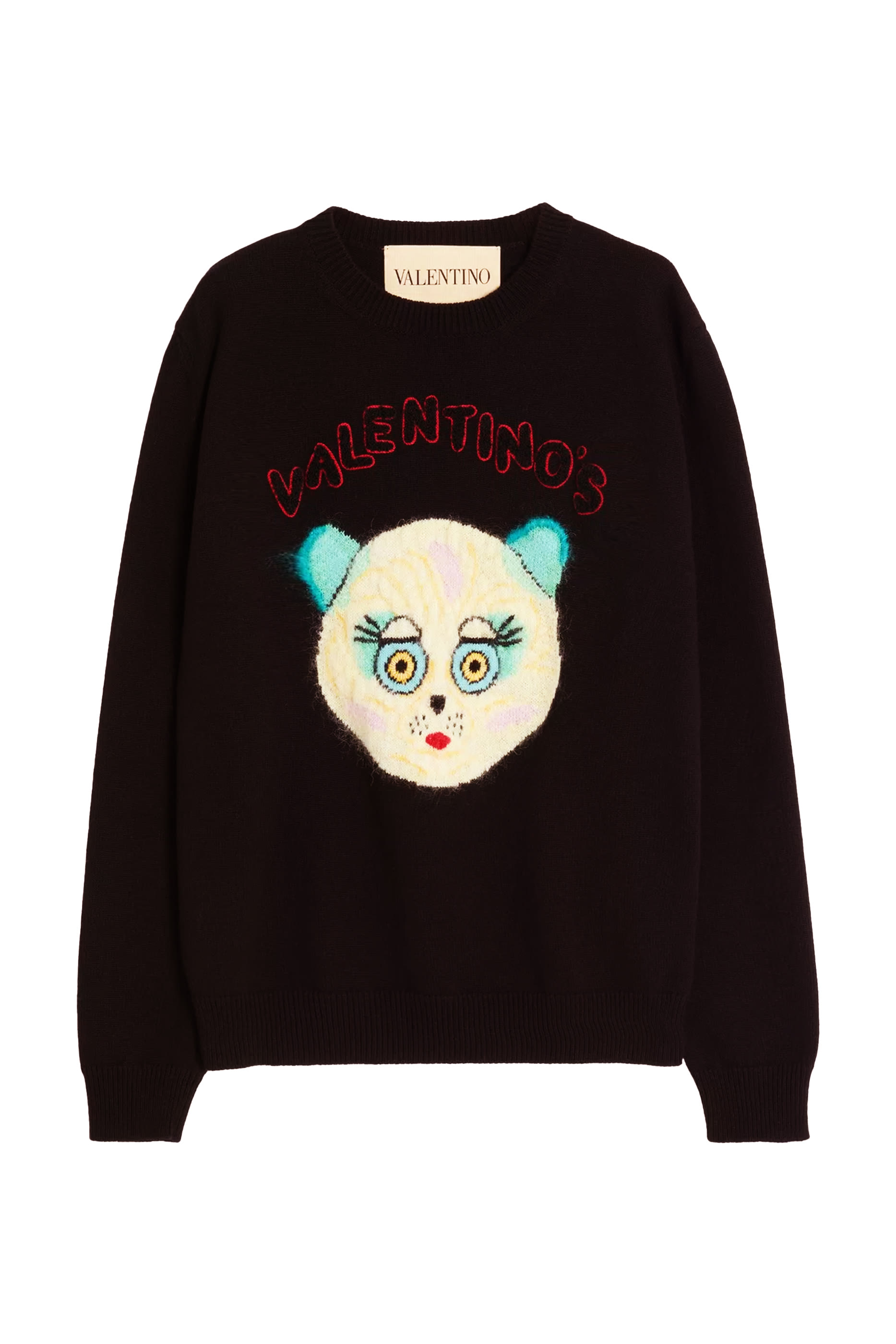 كنزة برقعة شعار الماركة صوف وقطن