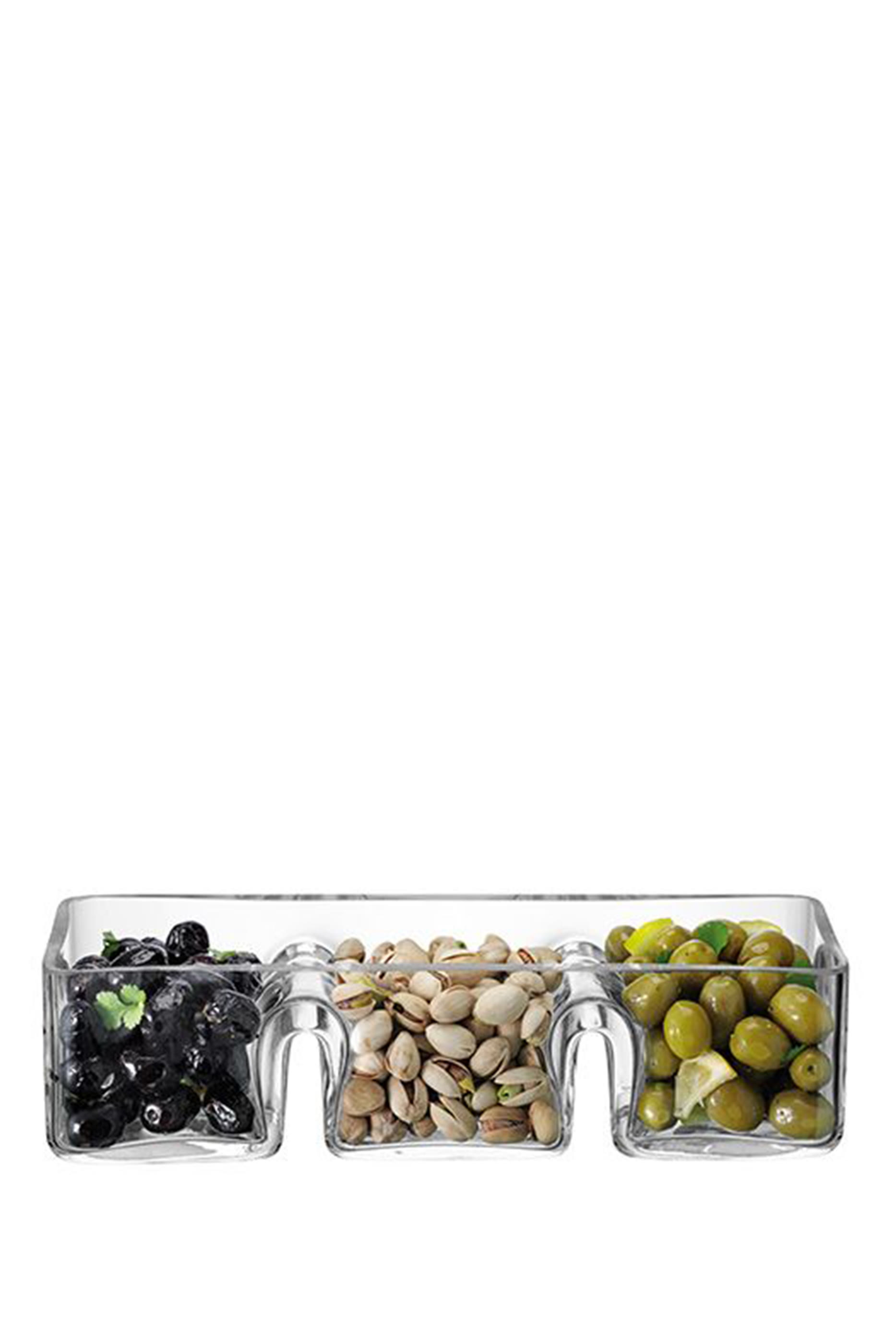 طبق تقديم مكون من ثلاث اقسام