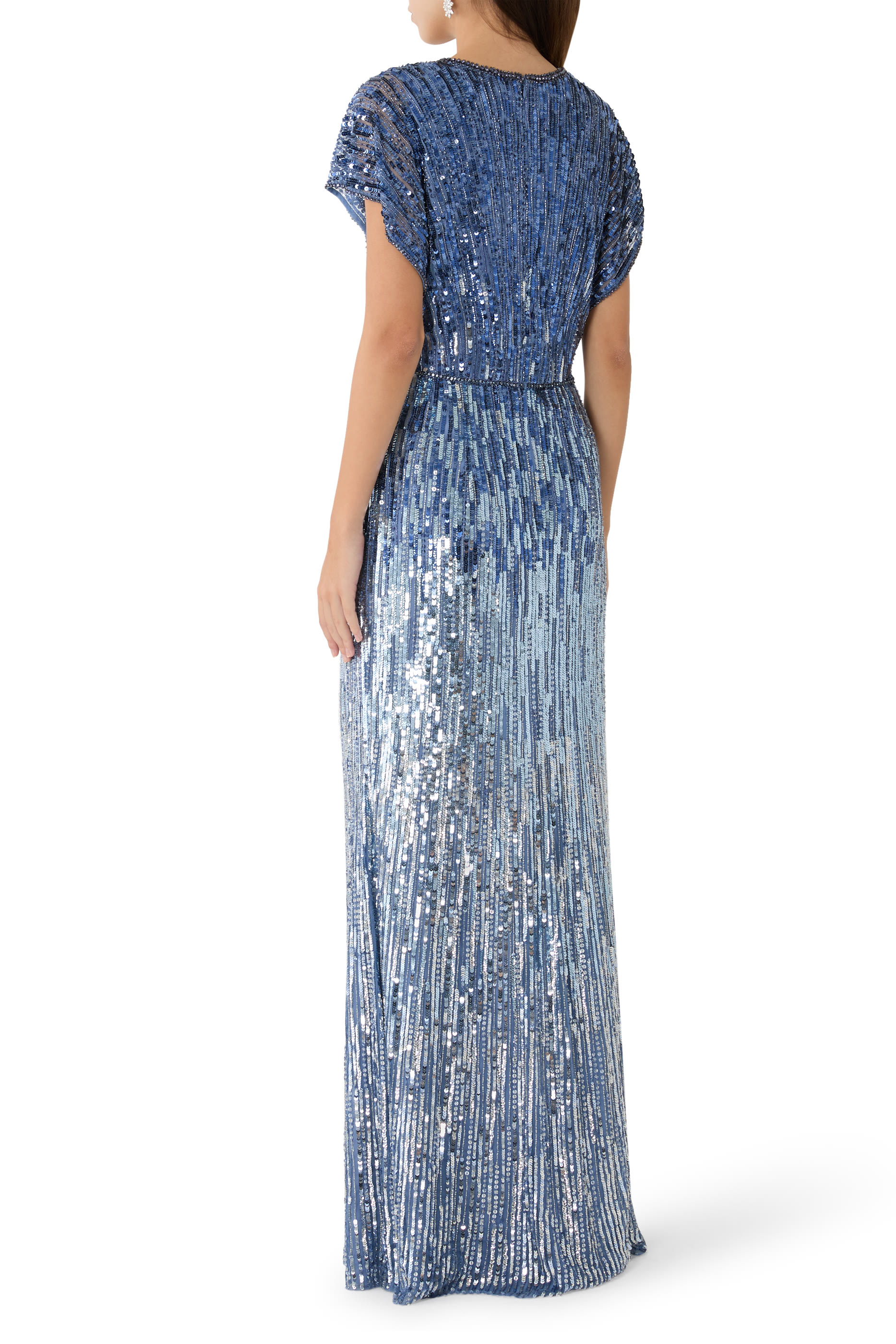 فستان سهرة داسك بياقة V