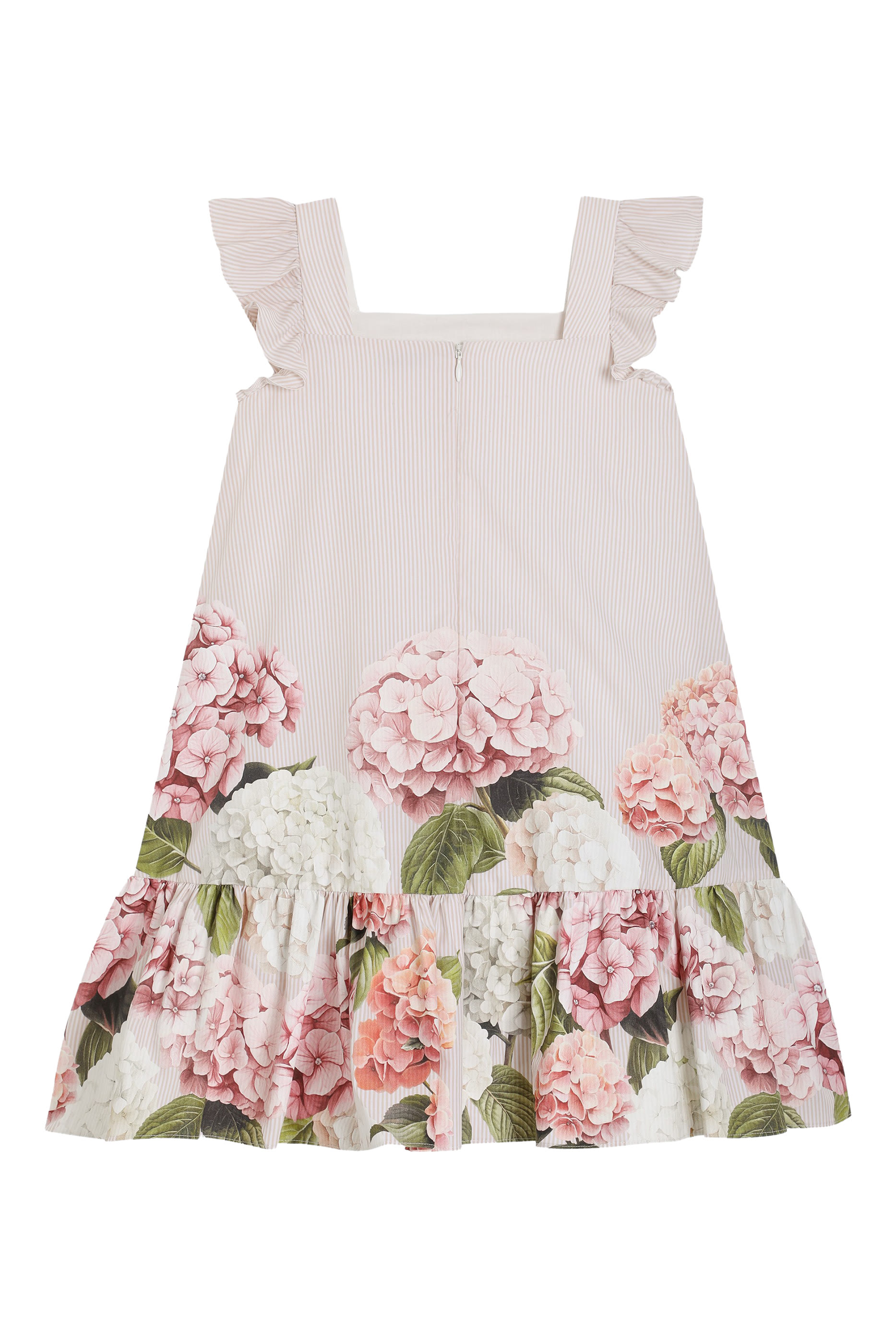 فستان بنقشة خطوط وزهرة الكوبية قماش قنب للأطفال